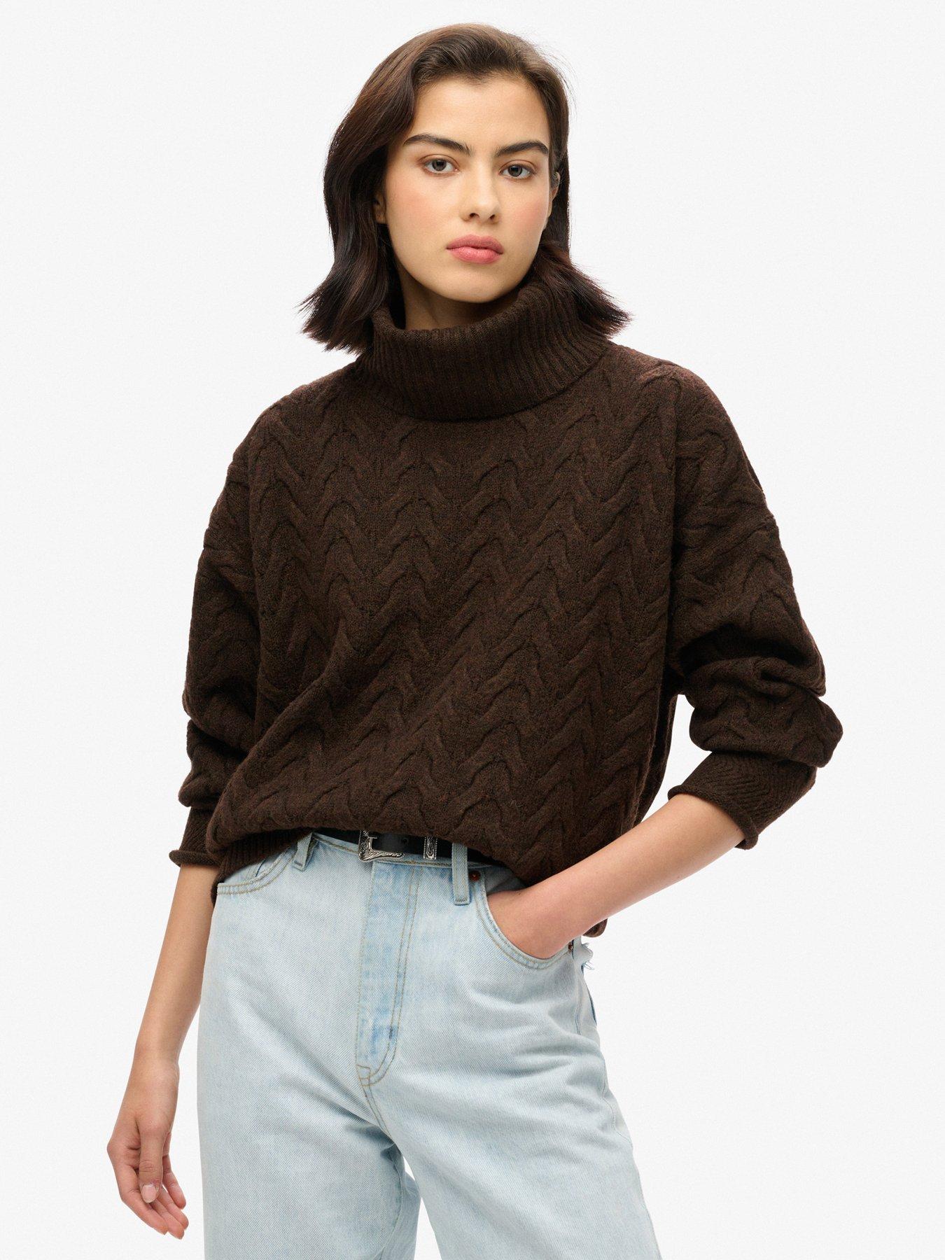 superdry-cable-roll-neck-jumper-brownfront