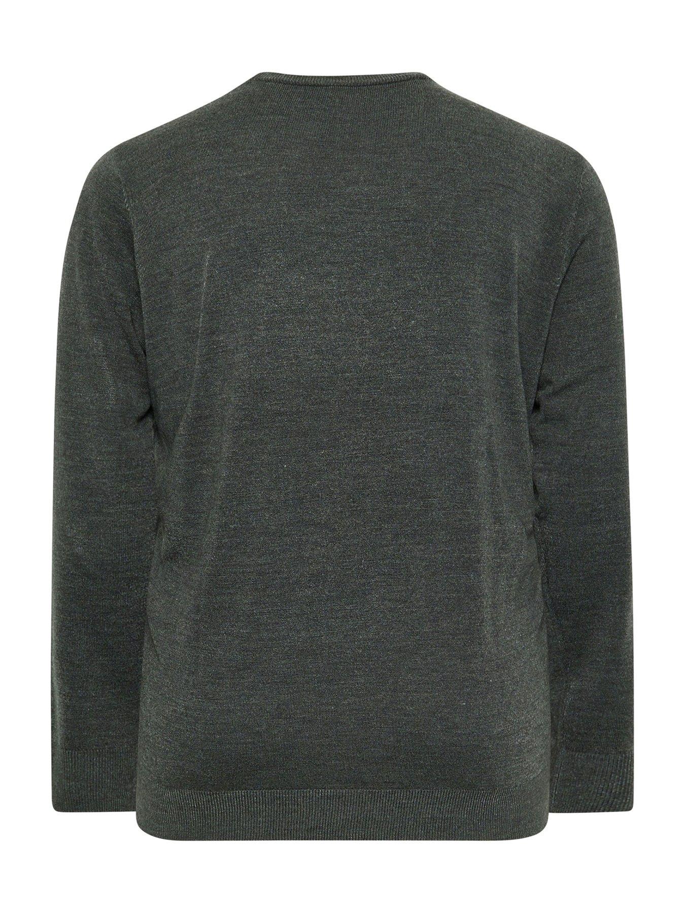 badrhino-big-amp-tall-crew-neck-knitted-jumper-greystillFront