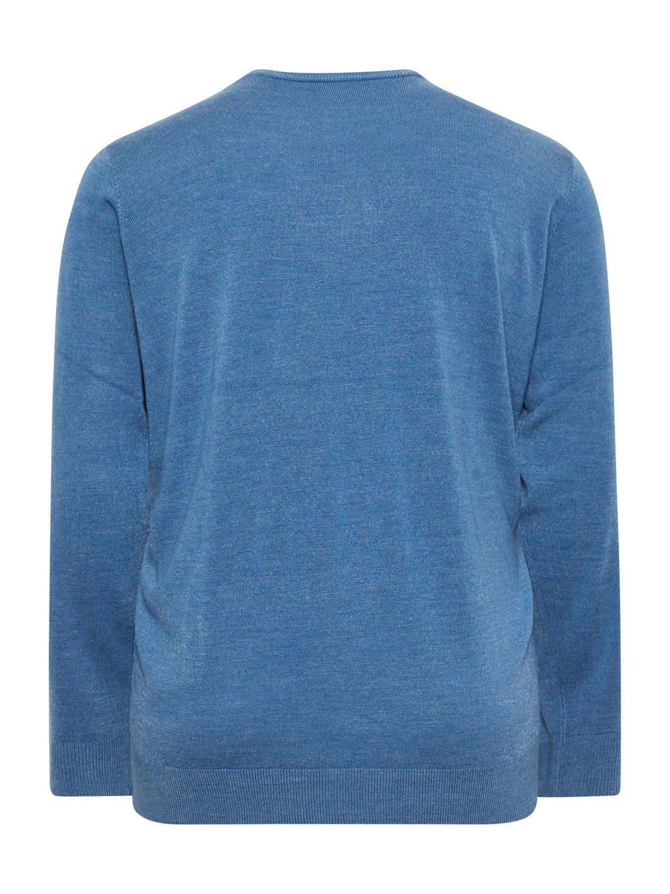 badrhino-big-amp-tall-crew-neck-knitted-jumper-bluestillFront