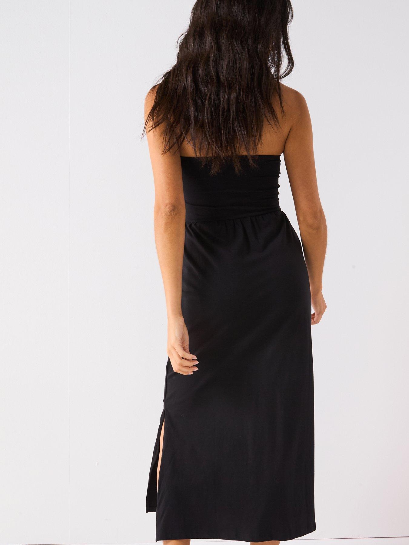 Image 2 of 6 of Everyday Ruched Bandeau Midi Dress - Black