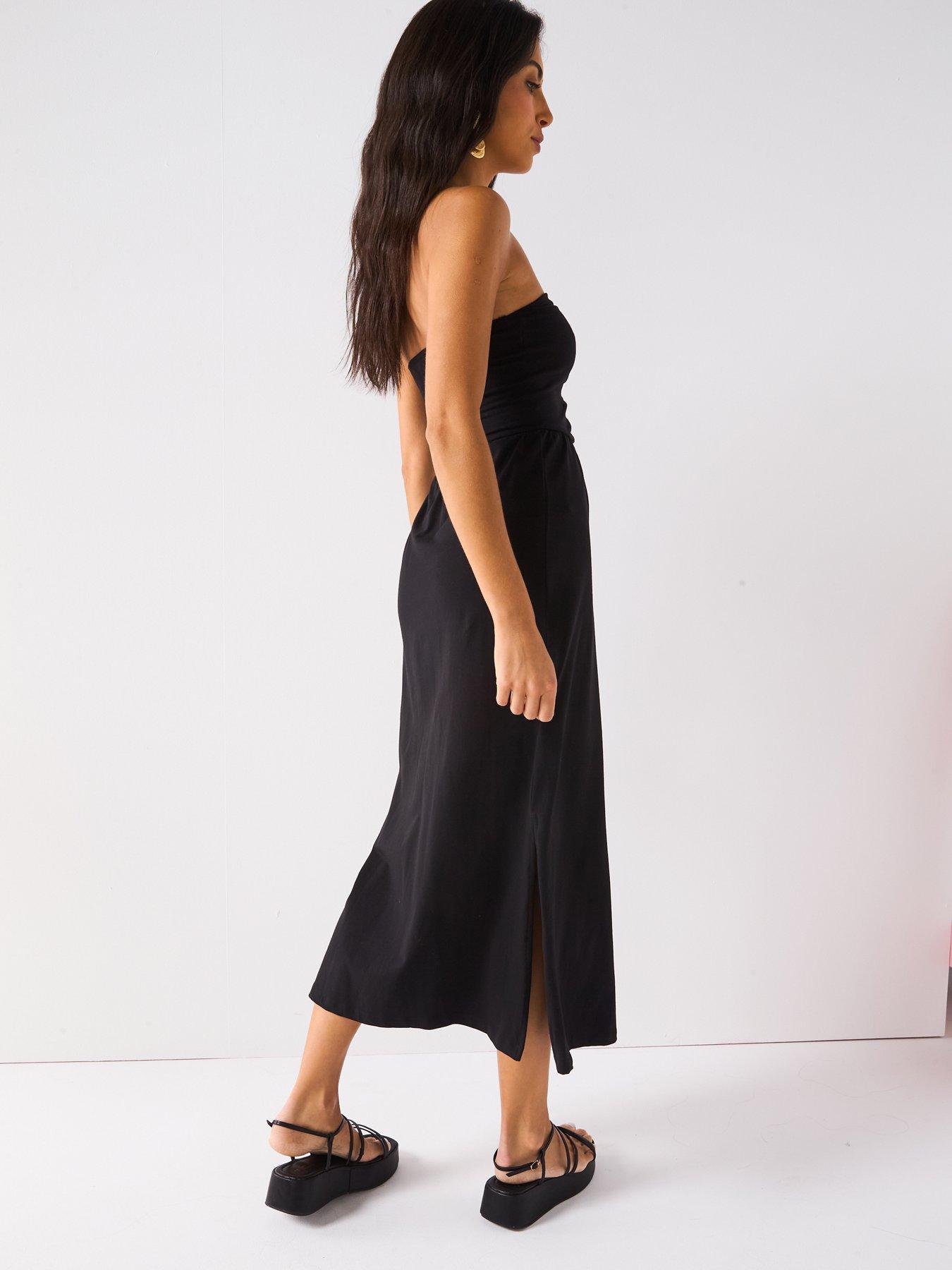 Image 6 of 6 of Everyday Ruched Bandeau Midi Dress - Black