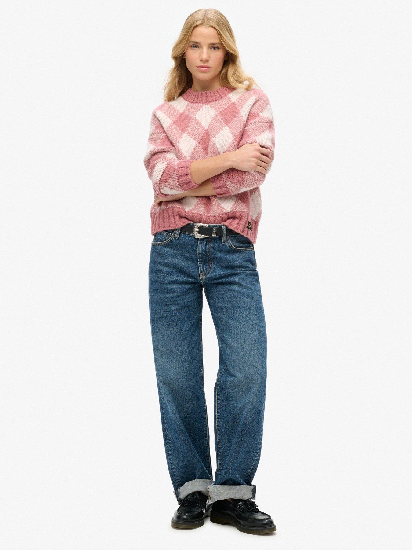 Image 3 of 5 of Superdry Argyle Pattern Jumper - Pink