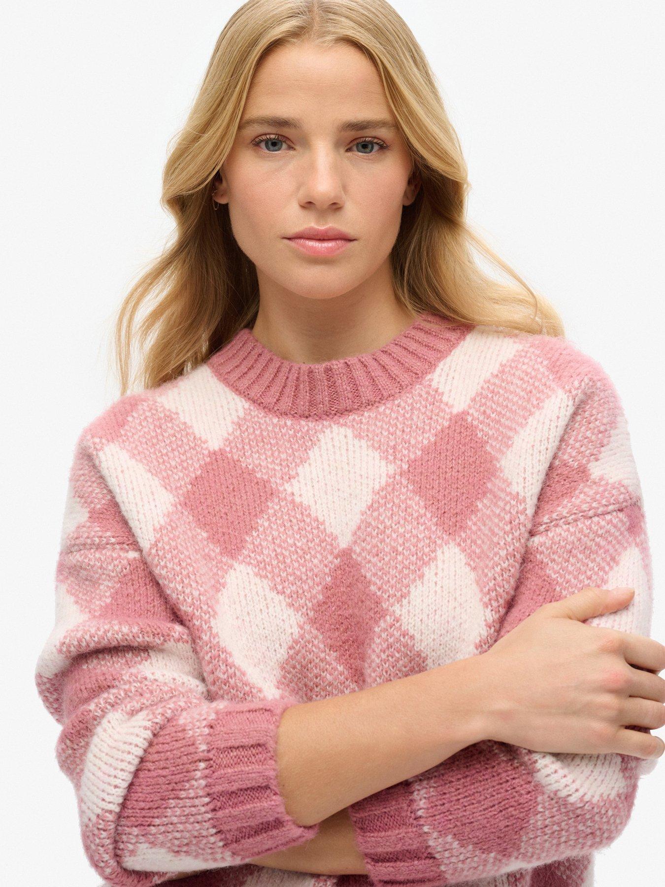 Image 4 of 5 of Superdry Argyle Pattern Jumper - Pink