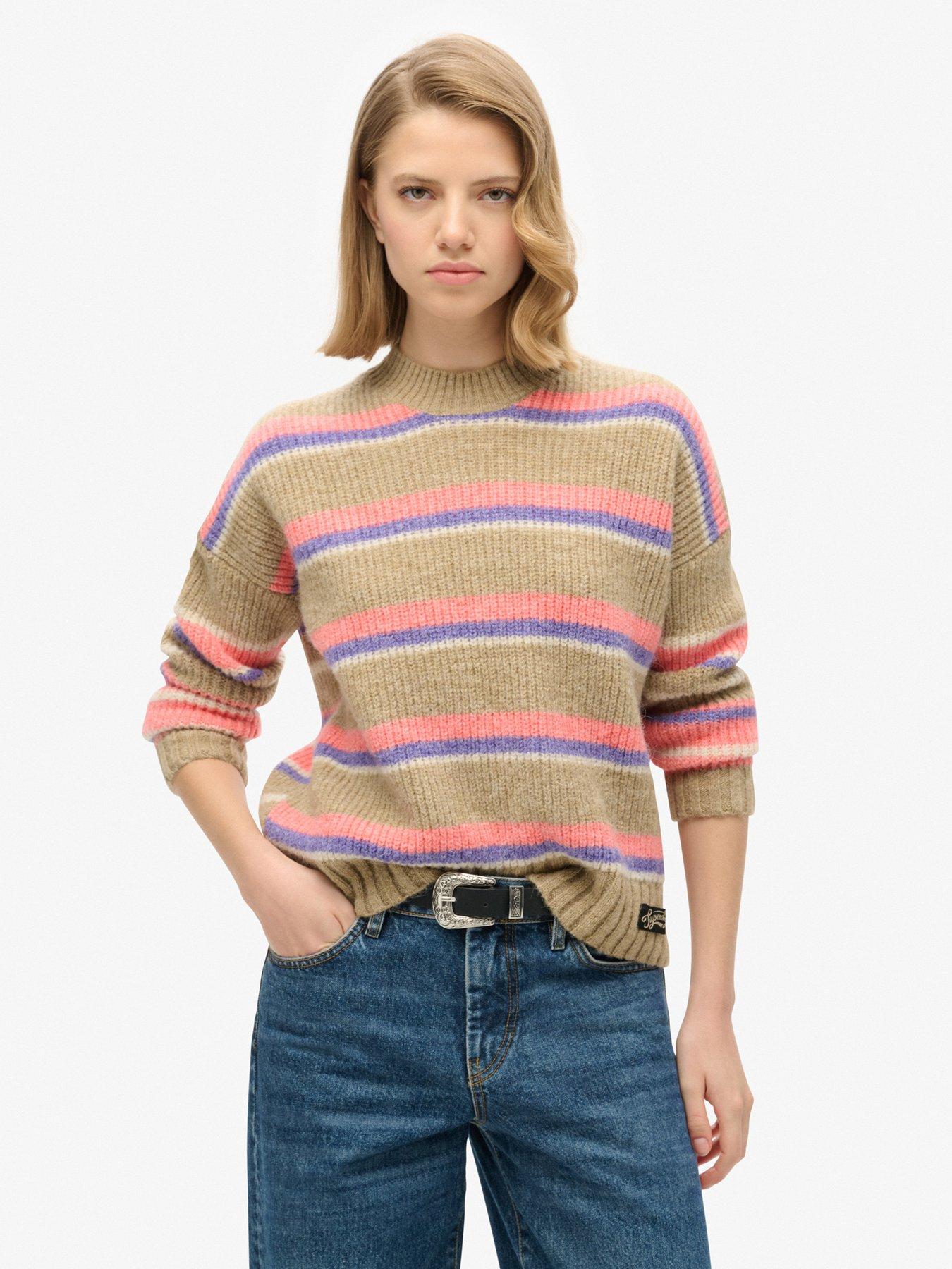 superdry-multi-stripe-crew-jumper-brown