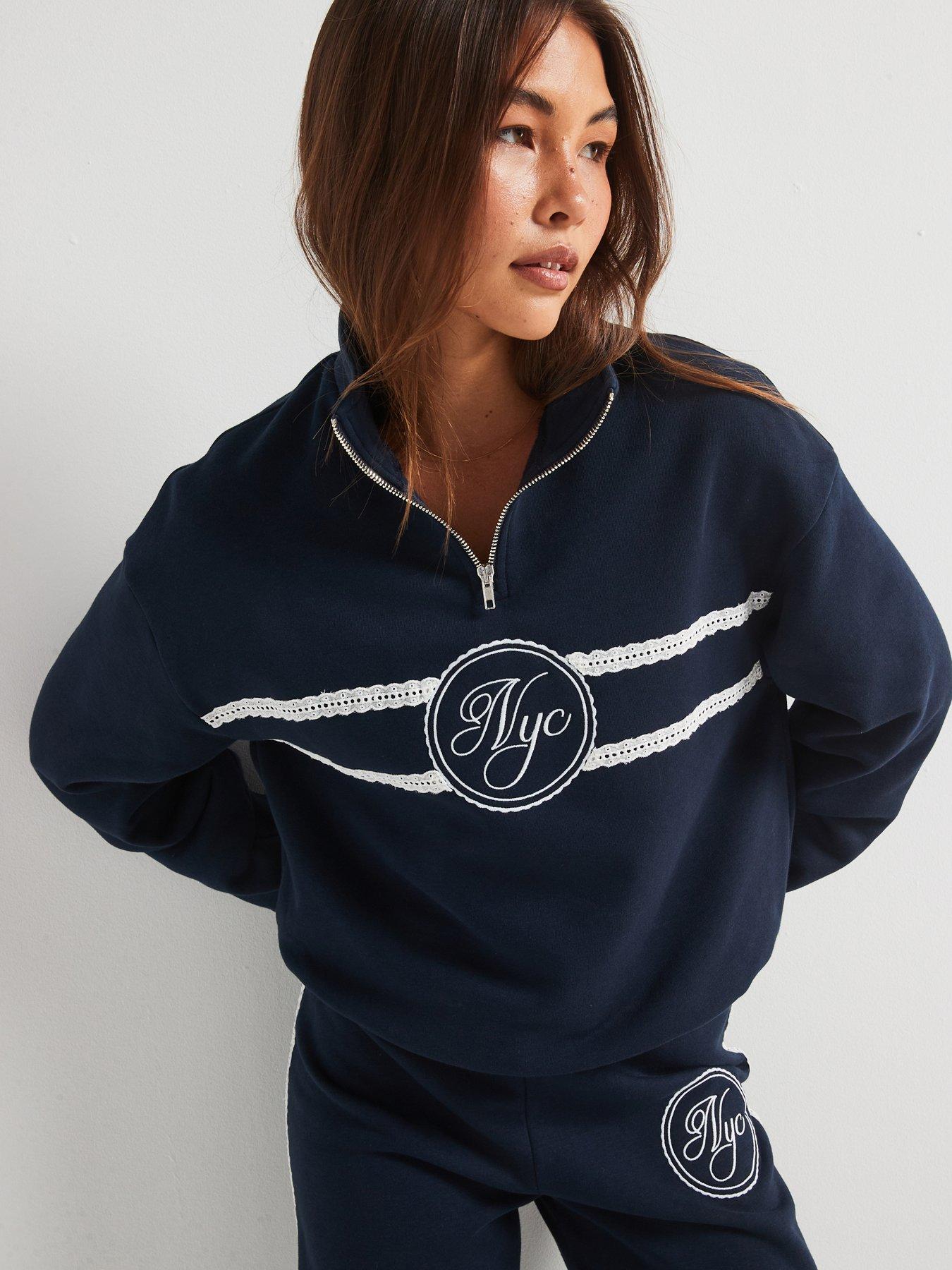 v-by-very-nyc-lace-trim-14-zip-sweatshirt-navy