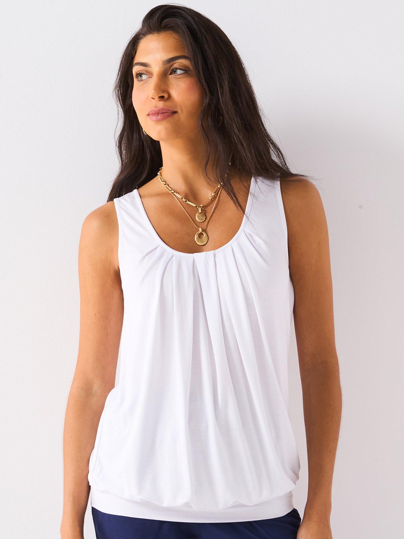 Everyday Bubble Hem Vest Top White Very Ireland - Main Image