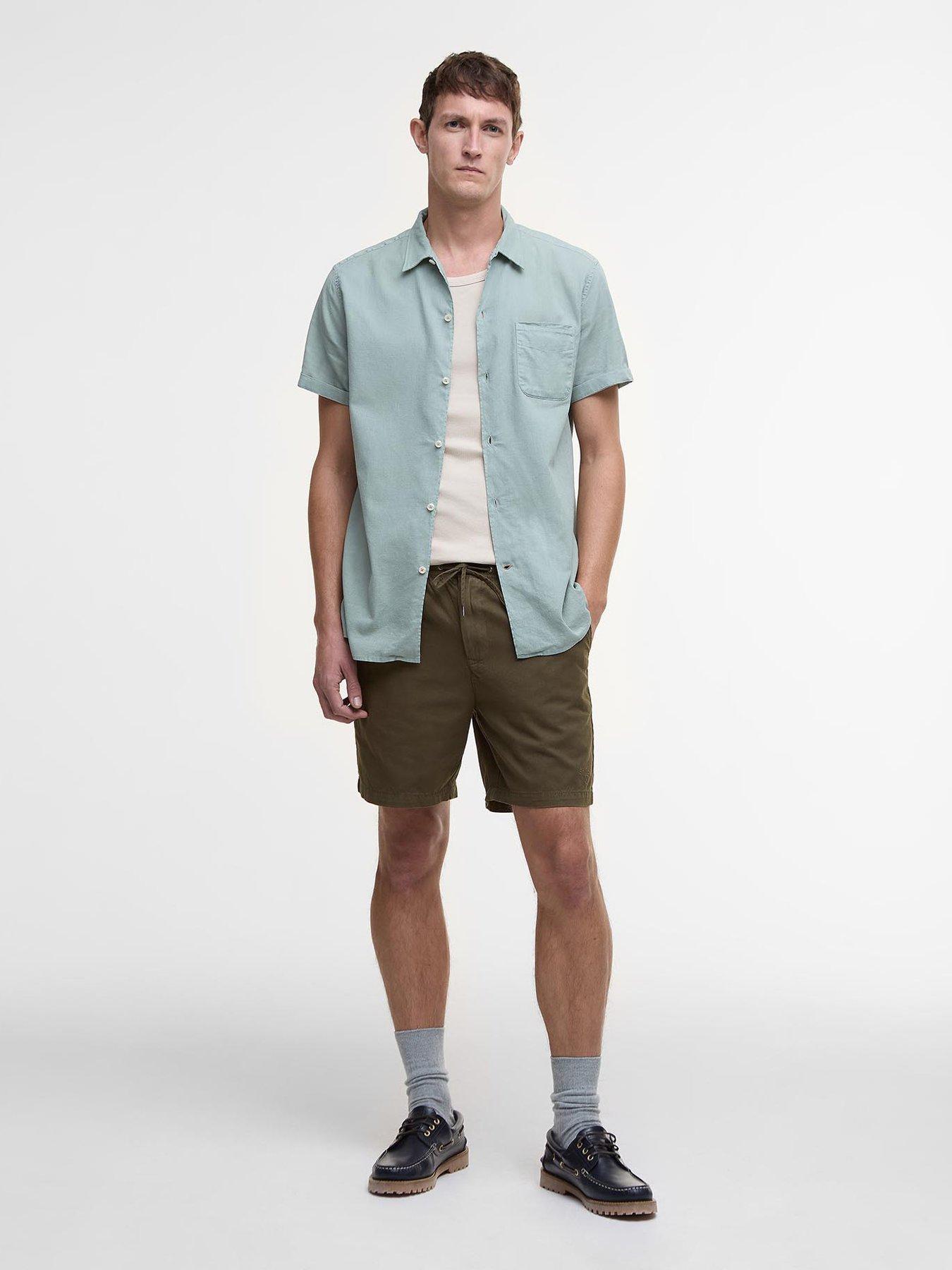 Image 3 of 5 of Barbour Barbour Washed Oxford Relaxed Shorts - Dark Green