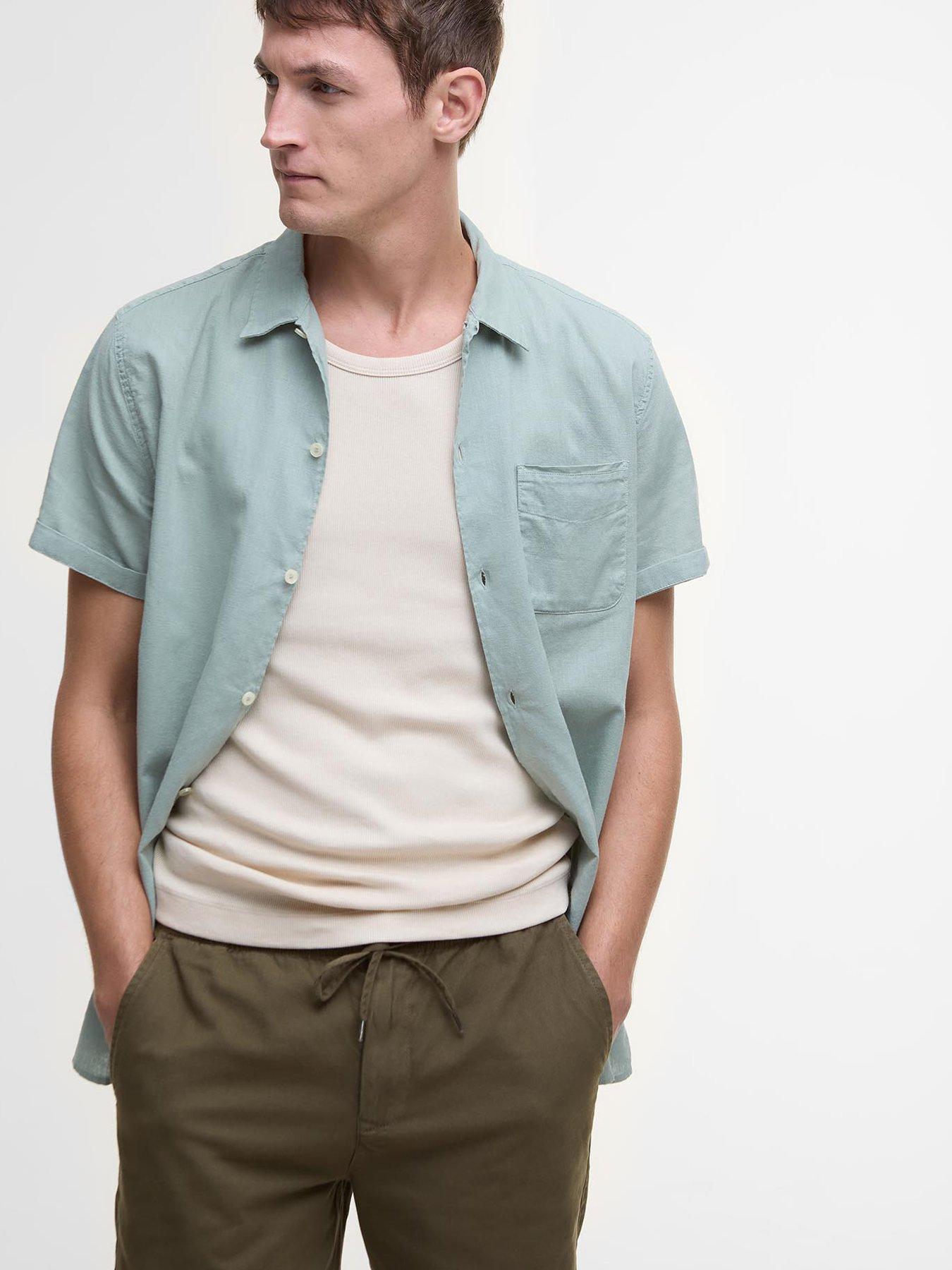 Image 4 of 5 of Barbour Barbour Washed Oxford Relaxed Shorts - Dark Green