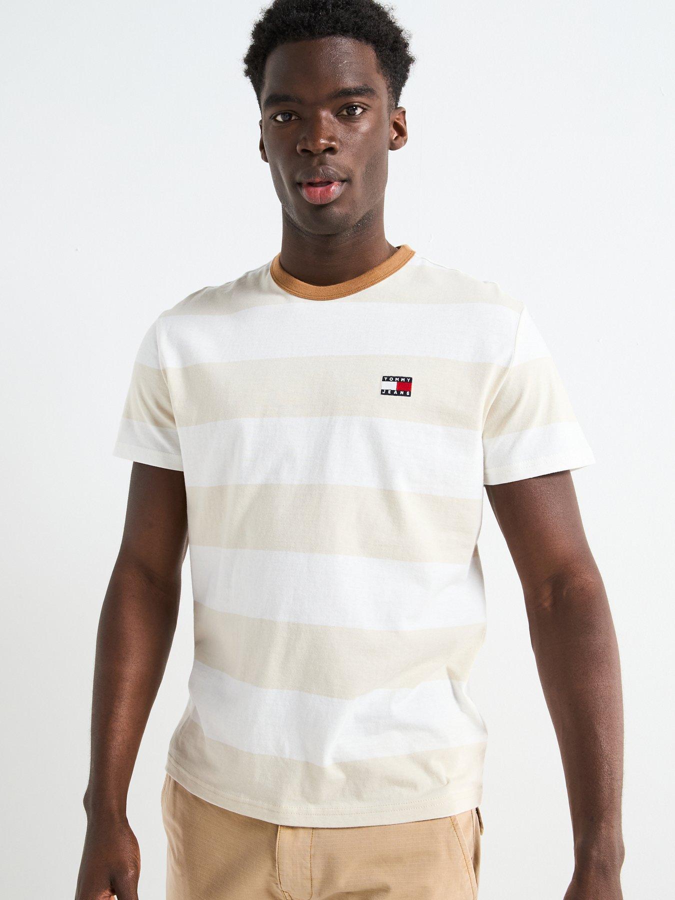 undefined Tommy Jeans Bold Stripe Left Chest Badge T-shirt - Natural