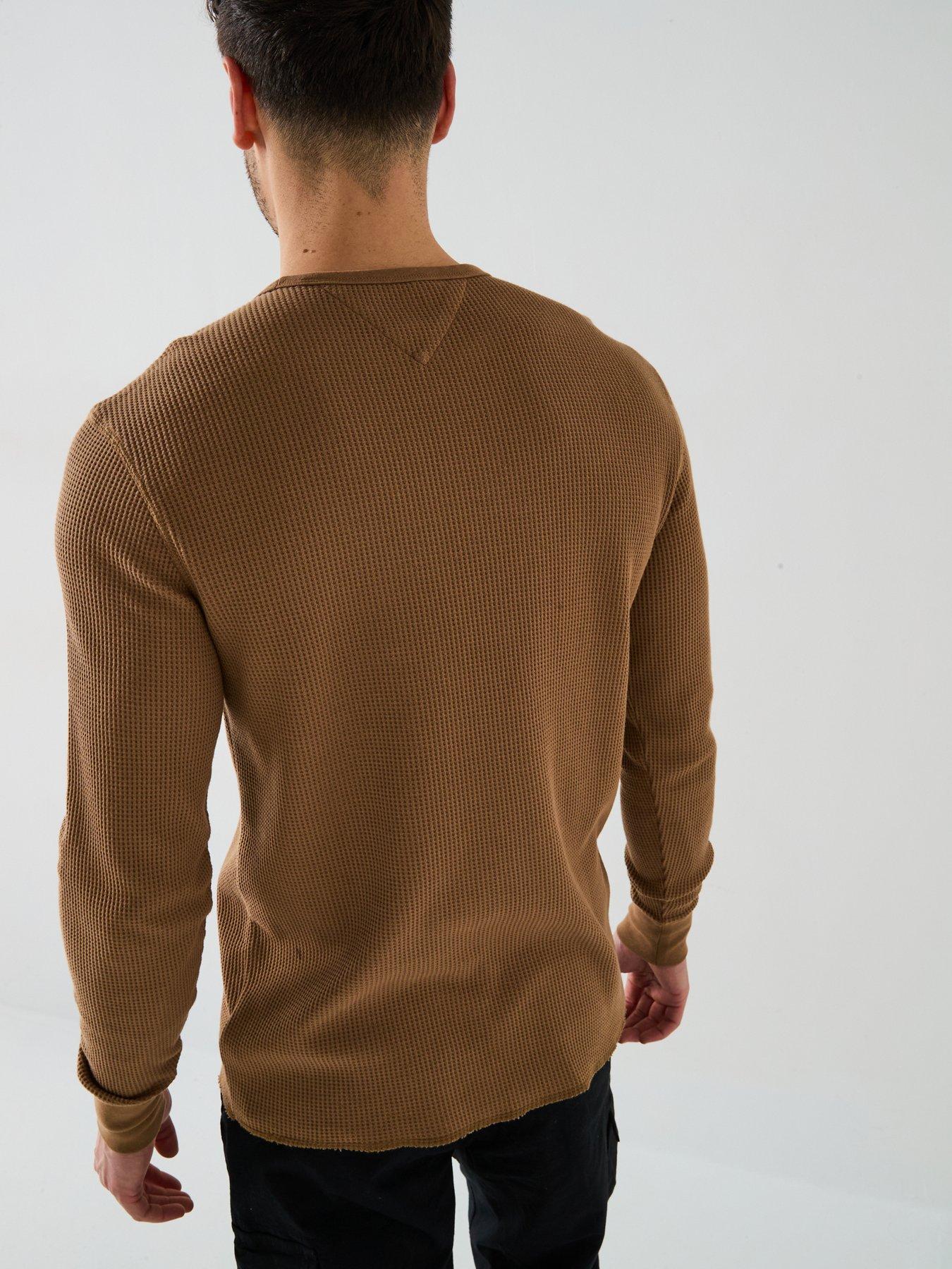 Image 2 of 6 of Tommy Jeans Slim Long Sleeve Waffle T-Shirt - Brown