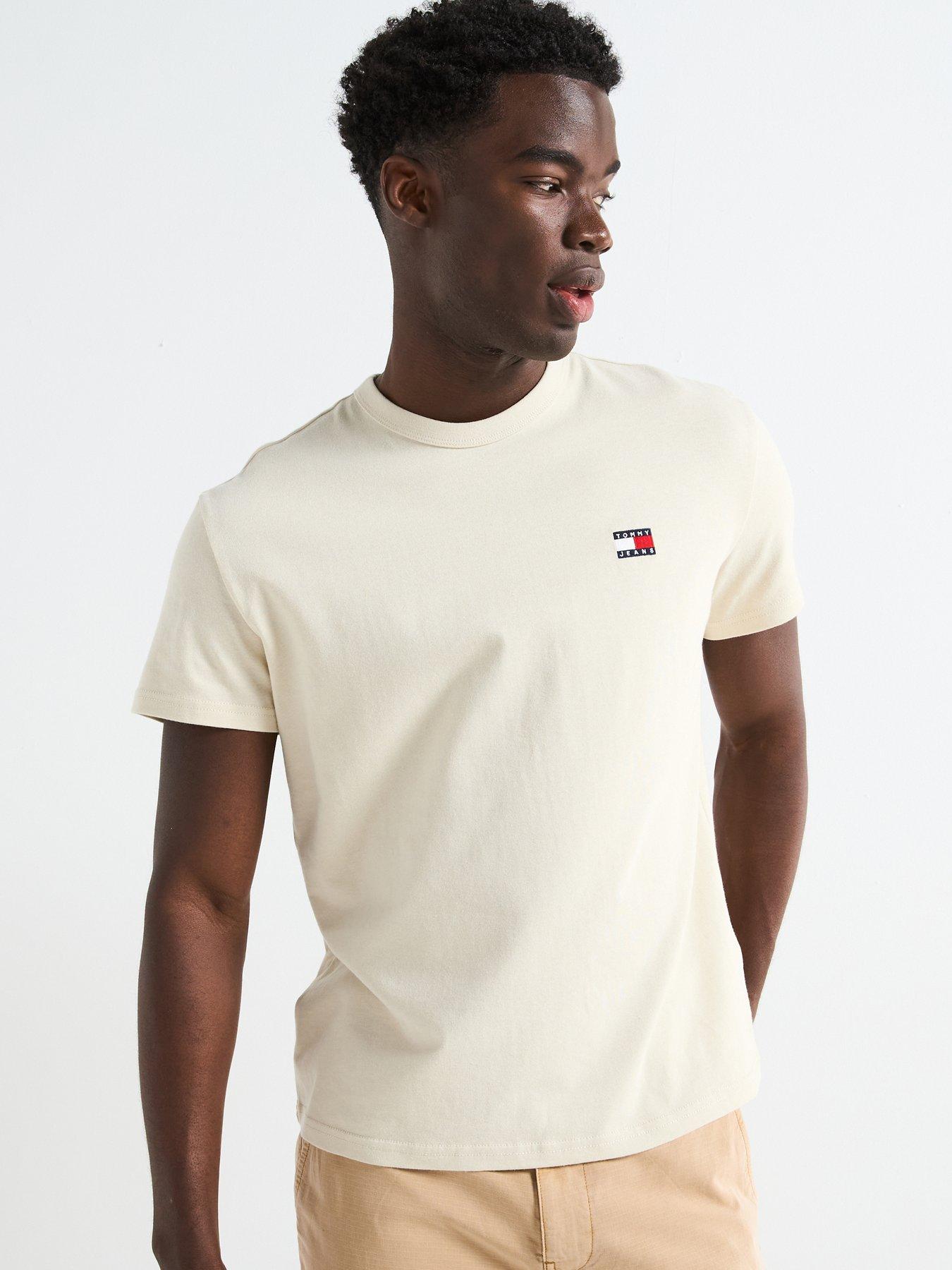 Image of Tommy Jeans Regular Fit Left Chest Badge T-Shirt - Natural