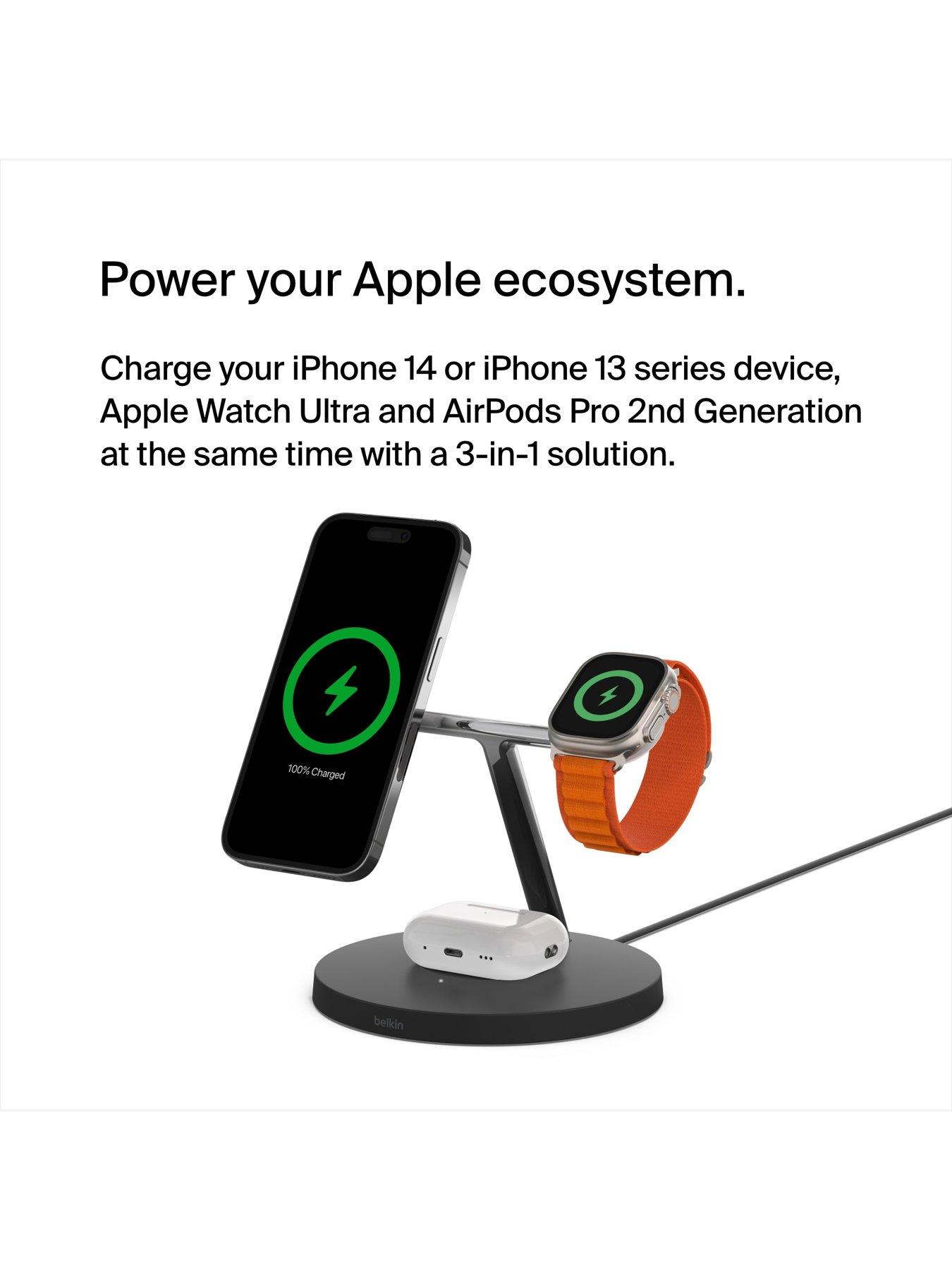 Image 5 of 7 of Belkin 3-IN-1 WIRELESS CHARGING STAND WITH MAGSAFE Black