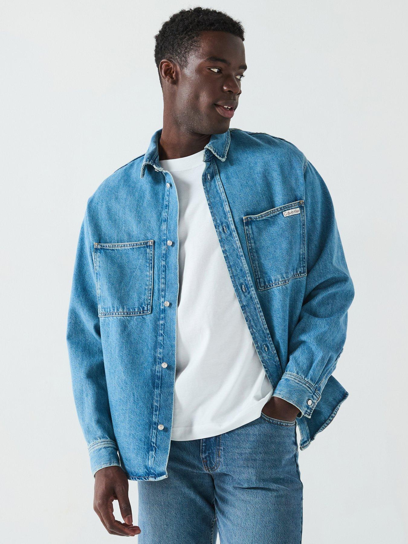 Image 1 of 6 of Calvin Klein Jeans Relaxed Denim Long Sleeve Shirt - Blue
