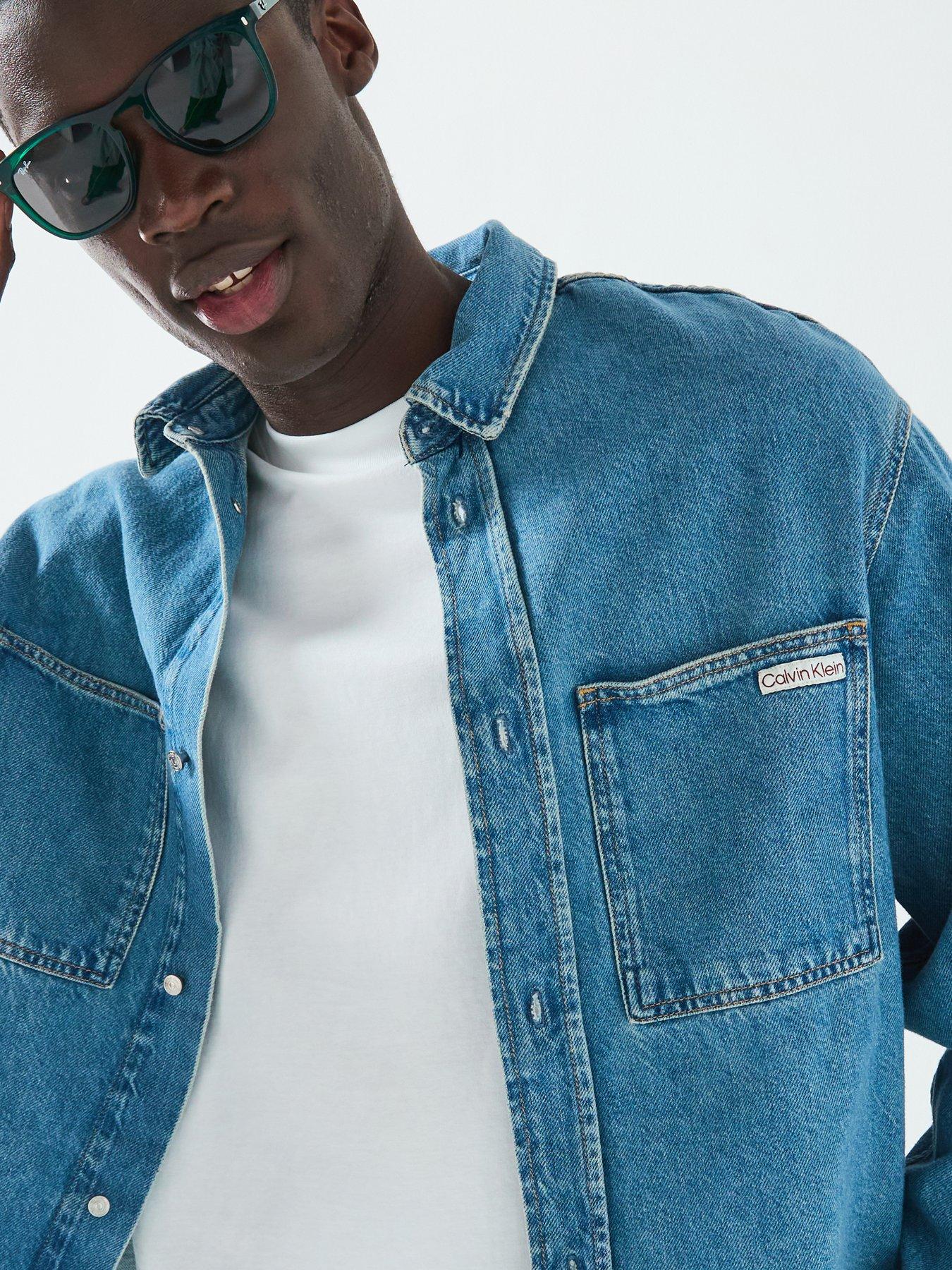 Image 4 of 6 of Calvin Klein Jeans Relaxed Denim Long Sleeve Shirt - Blue