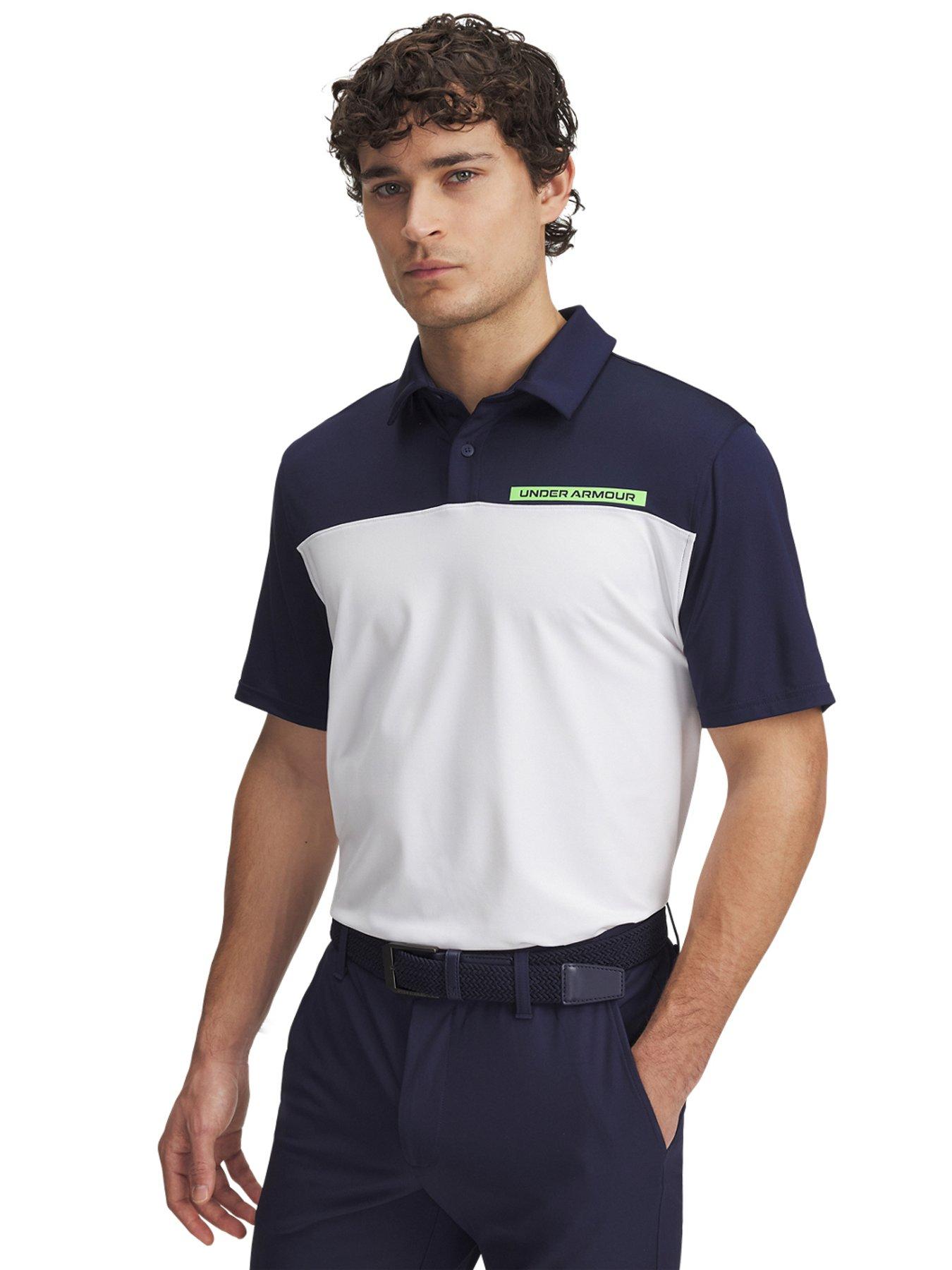 Image of UNDER ARMOUR Men's Golf T2G Colour Block Polo - Midnight Navy/White/Green