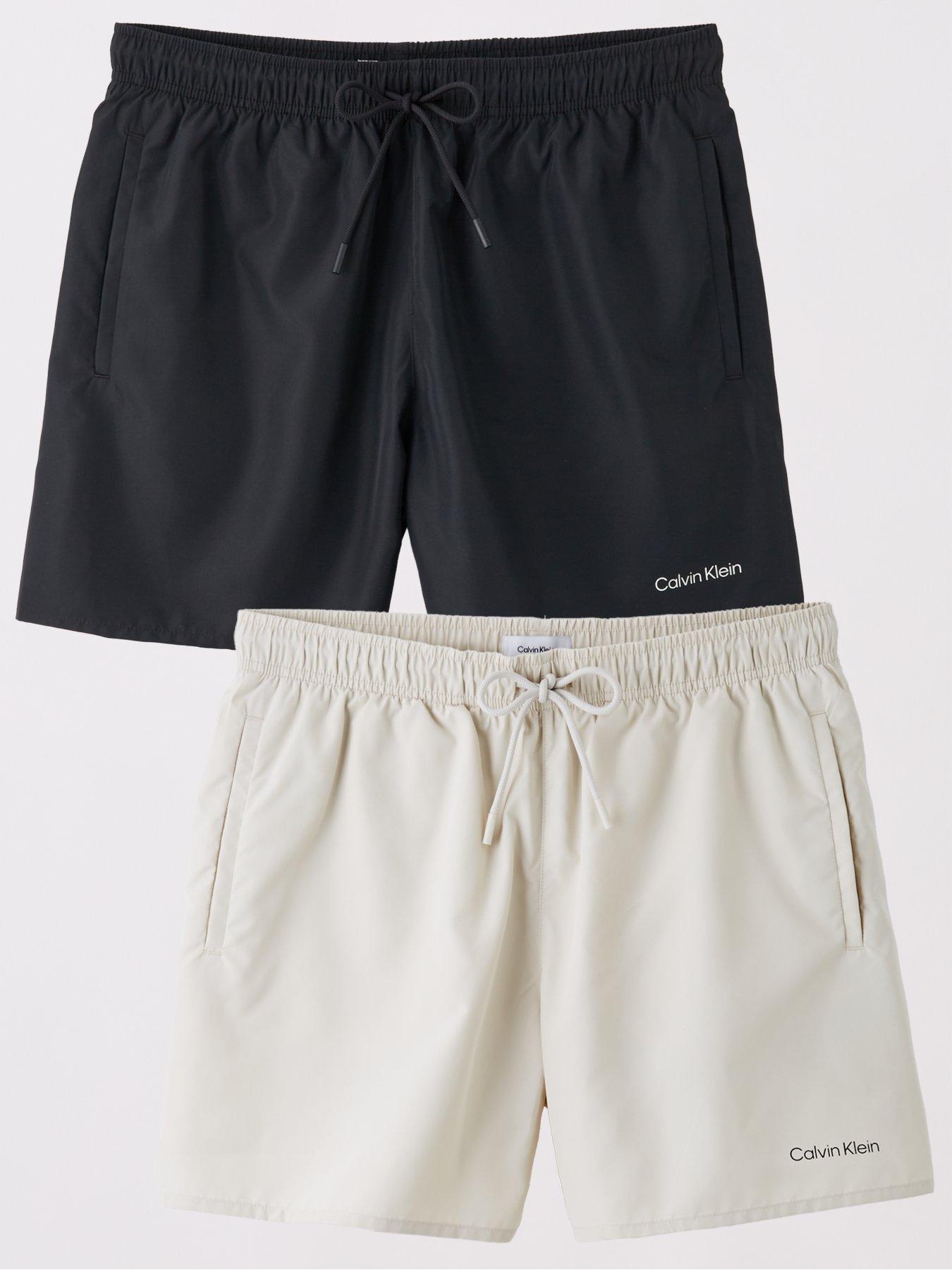 Image 1 of 6 of Calvin Klein Calvin Klein Small Logo Black/white 2 Pack Swimshorts - Black