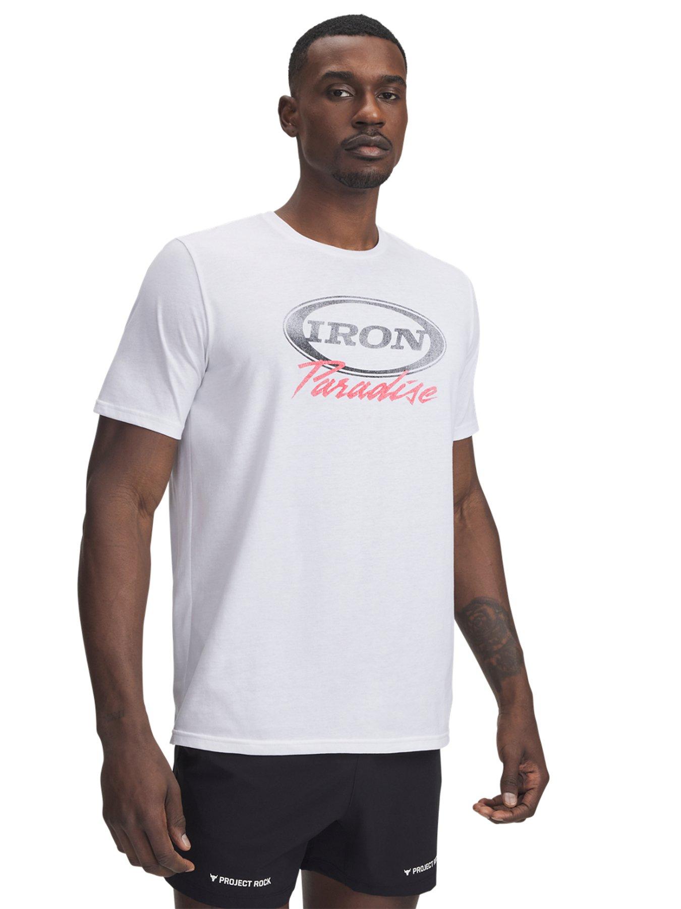 UNDER ARMOUR Men's Training Project Rock Iron T-Shirt - White
