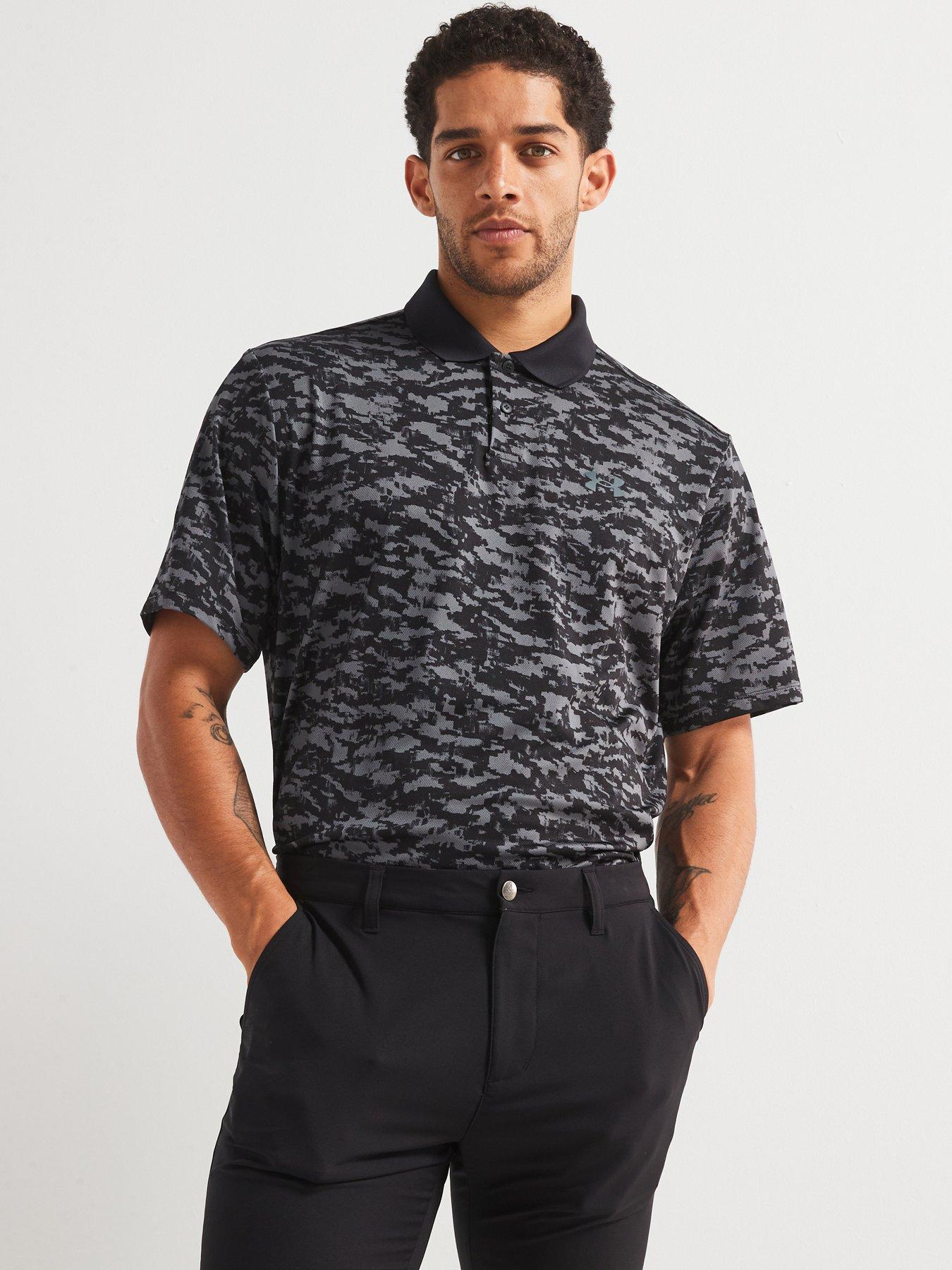UNDER ARMOUR Mens Golf Matchplay Printed Polo Top - Black