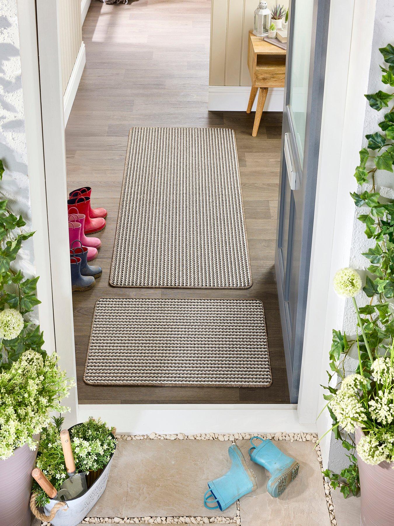 Image of Very Home Twist Stripe, Stain Resistant, Anti Slip Doormat - Beige
