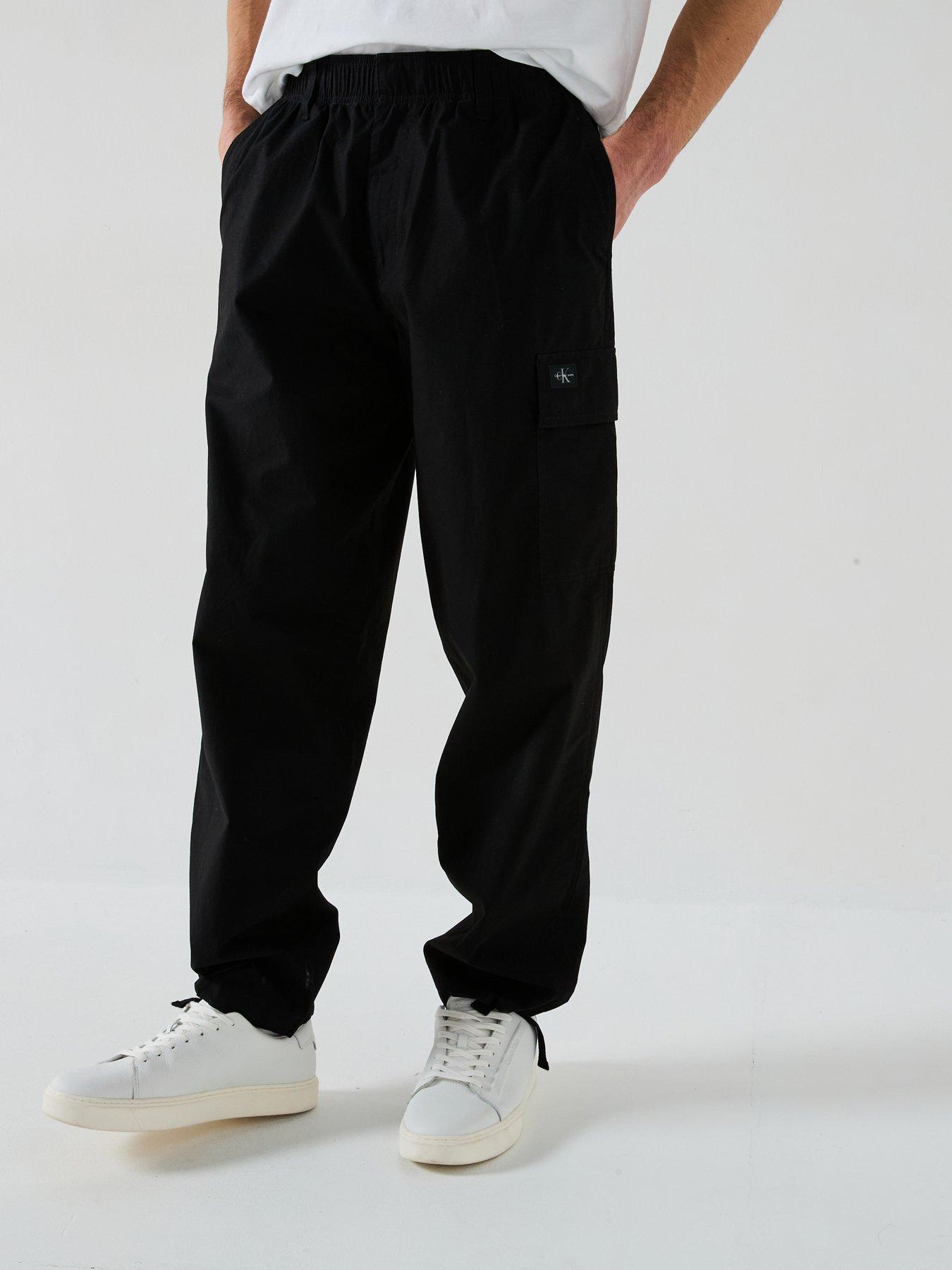 Image 1 of 6 of Calvin Klein Jeans Poplin Utility Cargo Trousers - Black