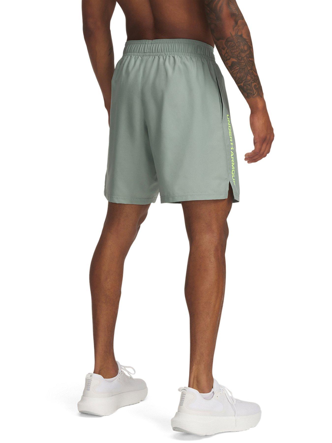 under-armour-mens-training-tech-woven-wordmark-shorts-greenstillFront