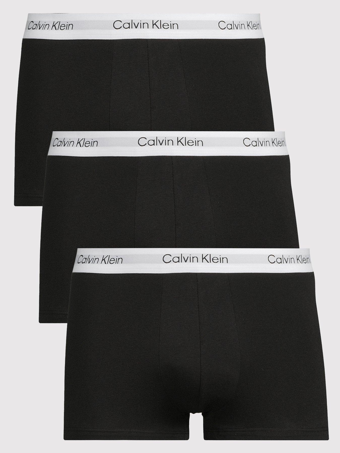 Image 1 of 3 of Calvin Klein ICON Cotton Stretch 3 Pack Low Rise Trunks - Black (White Band)