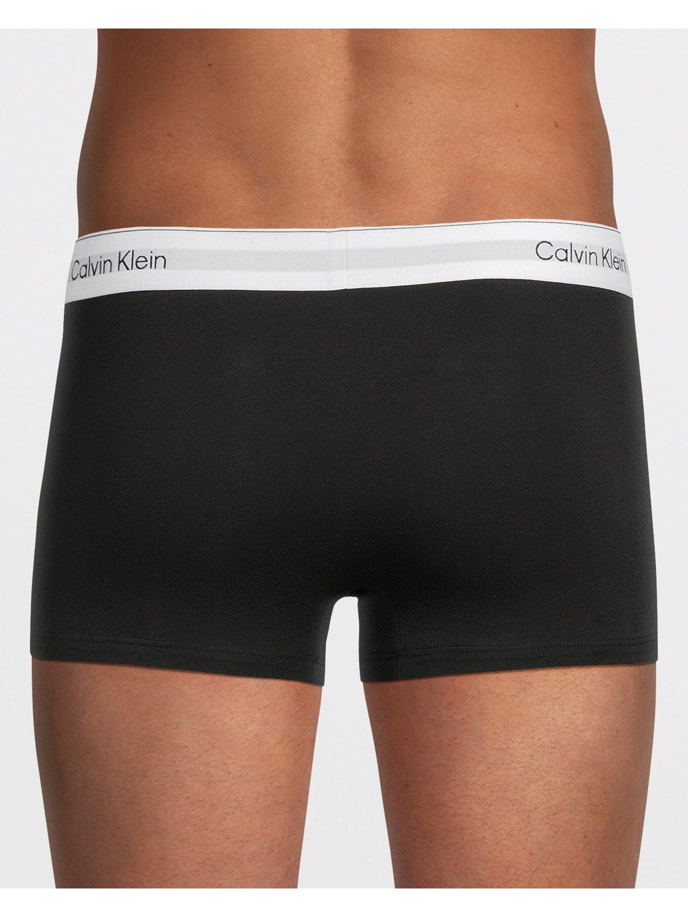Image 3 of 3 of Calvin Klein ICON Cotton Stretch 3 Pack Low Rise Trunks - Black (White Band)
