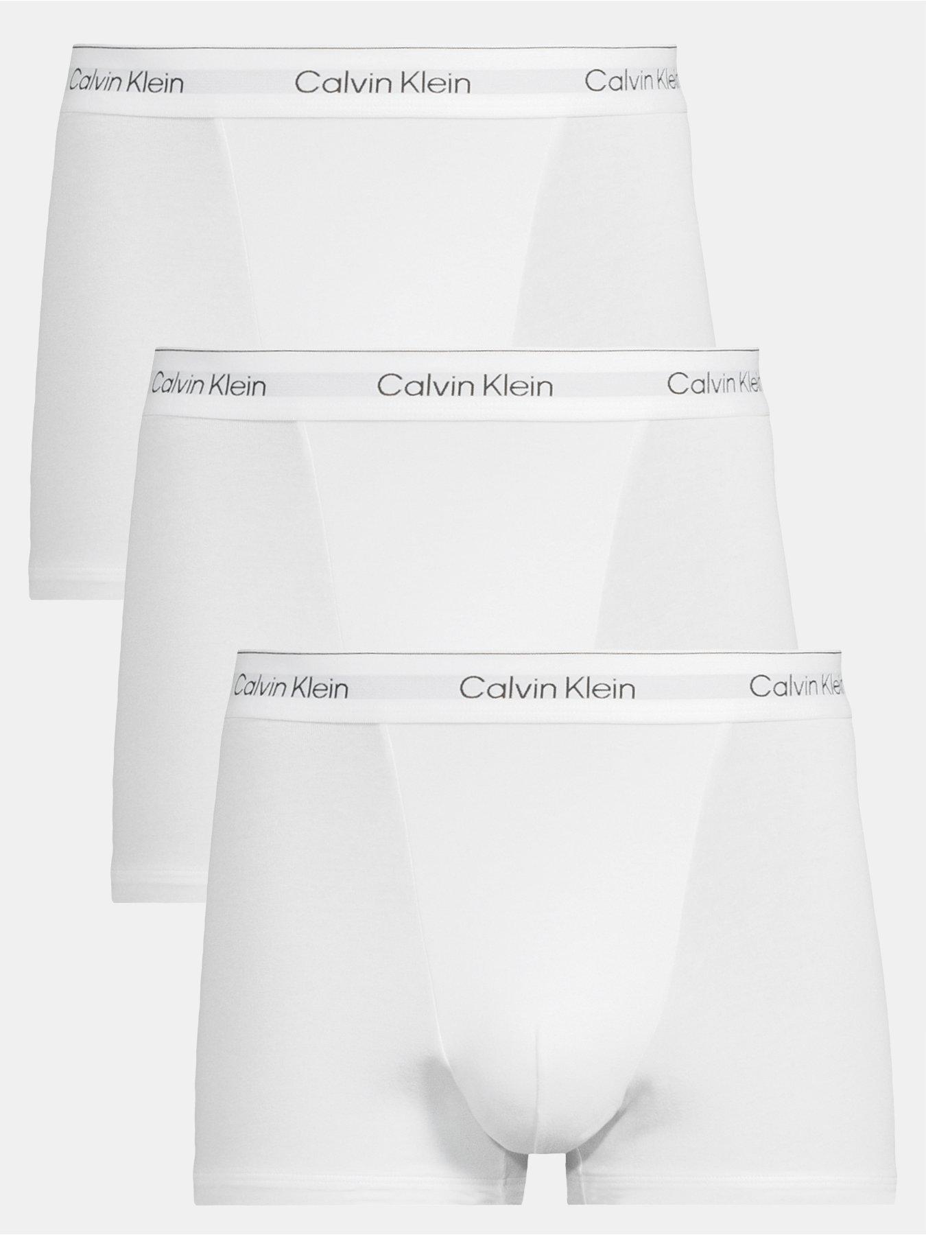 Image 1 of 2 of Calvin Klein ICON Cotton Stretch 3 Pack Relaxed Trunks - White