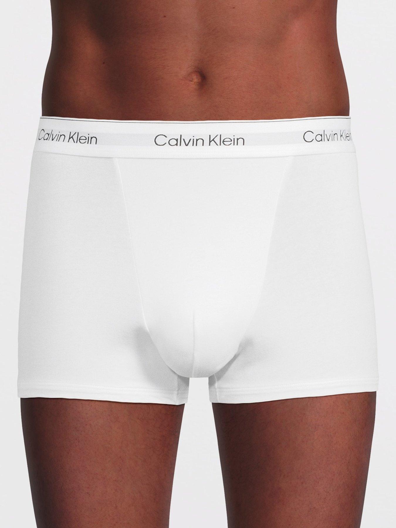 Image 2 of 2 of Calvin Klein ICON Cotton Stretch 3 Pack Relaxed Trunks - White
