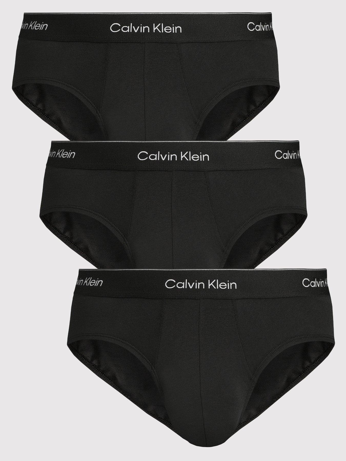 Image 1 of 3 of Calvin Klein Mens ICON Cotton-Stretch 3 Pack Hip Briefs - Black