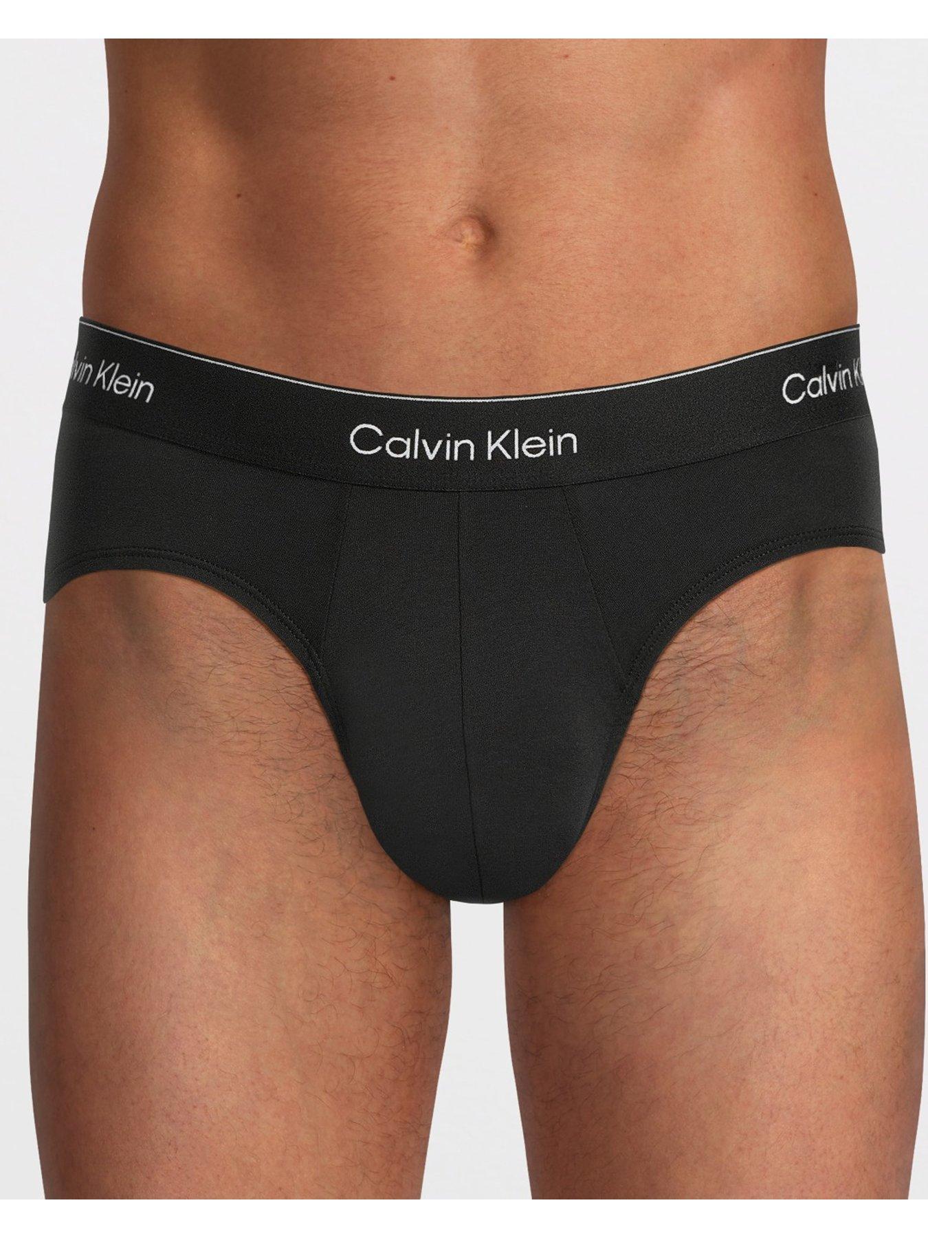 Image 2 of 3 of Calvin Klein Mens ICON Cotton-Stretch 3 Pack Hip Briefs - Black