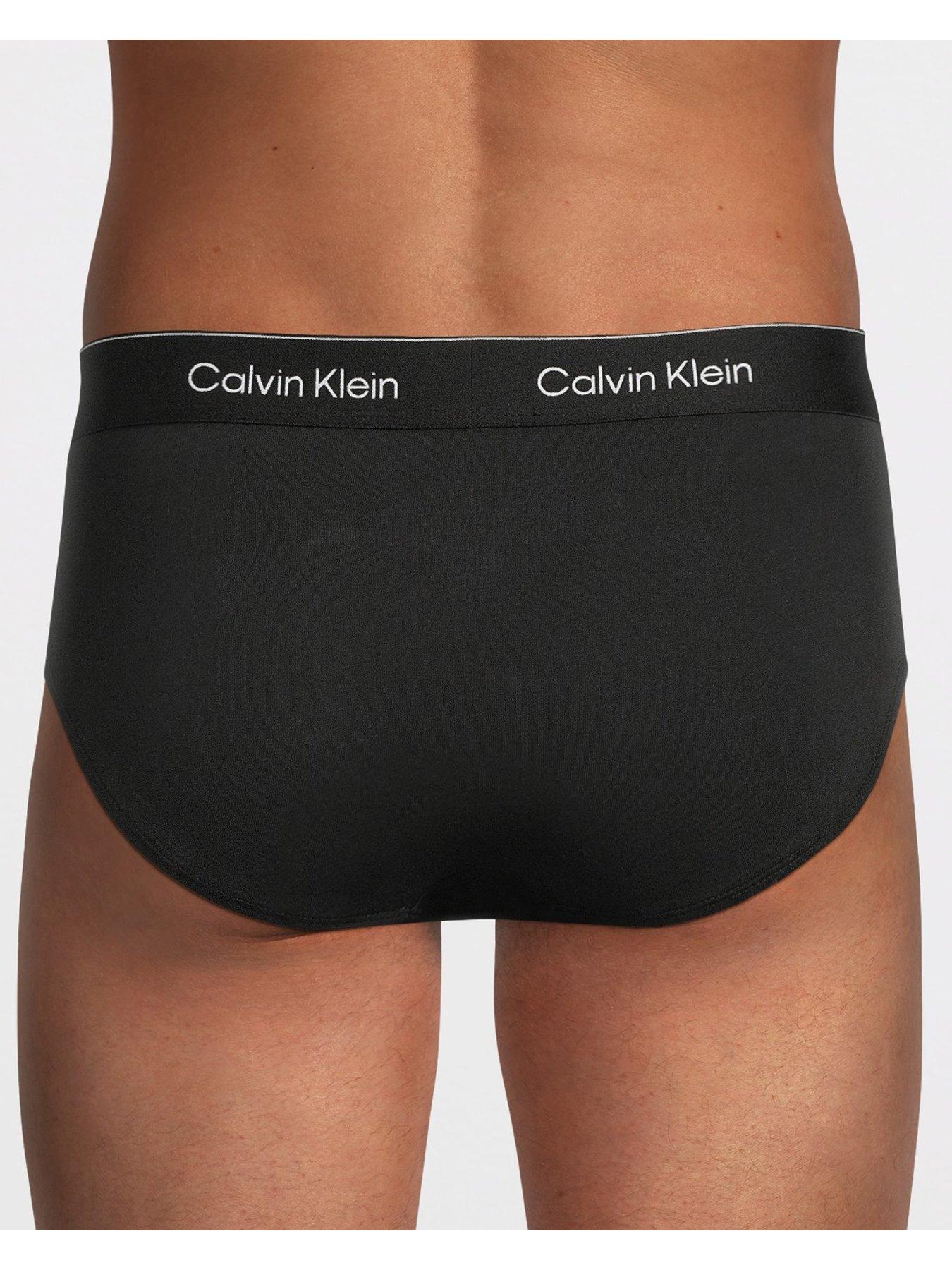 Image 3 of 3 of Calvin Klein Mens ICON Cotton-Stretch 3 Pack Hip Briefs - Black