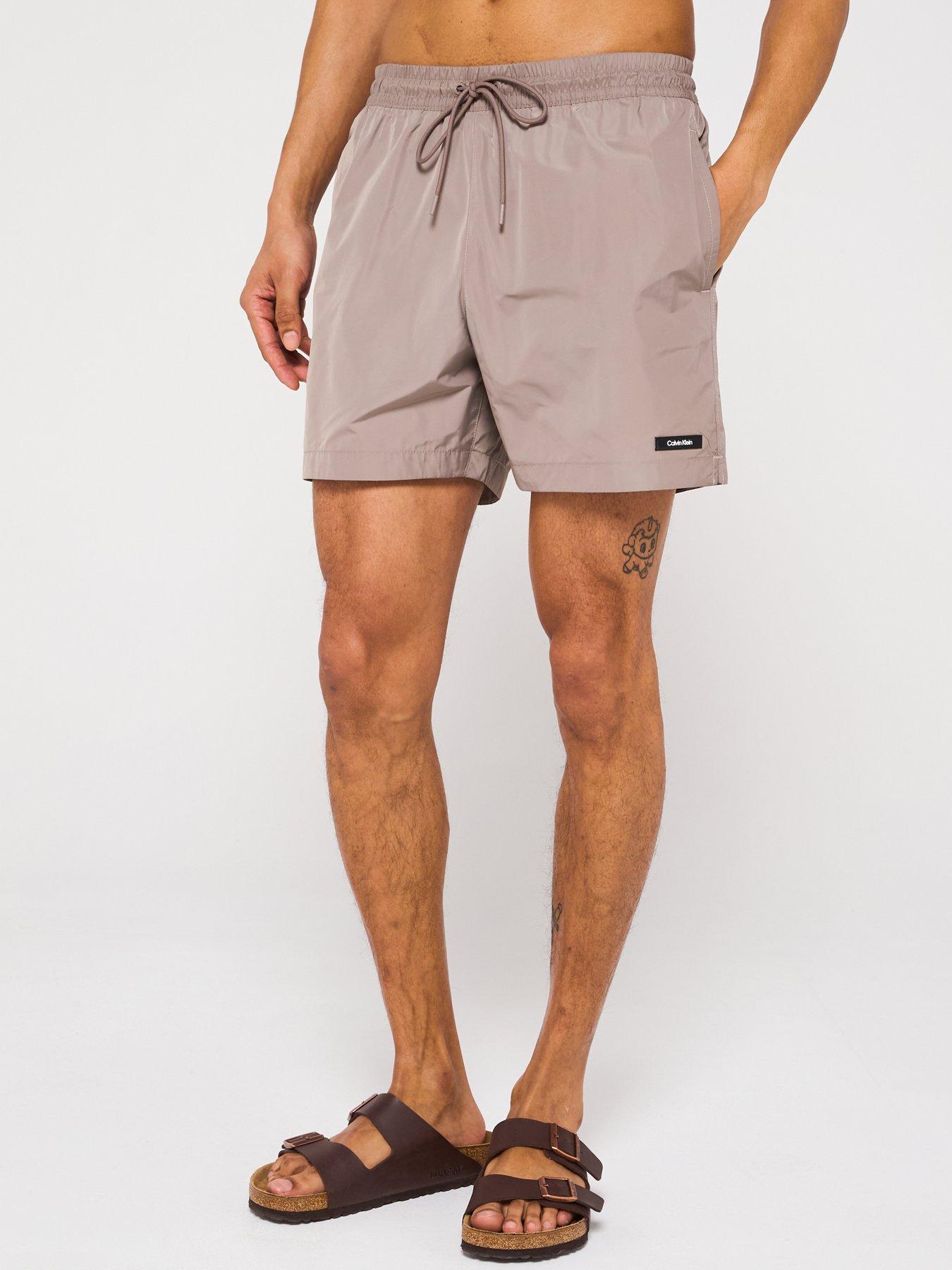 undefined Tonal Side Logo Swim Shorts - Beige