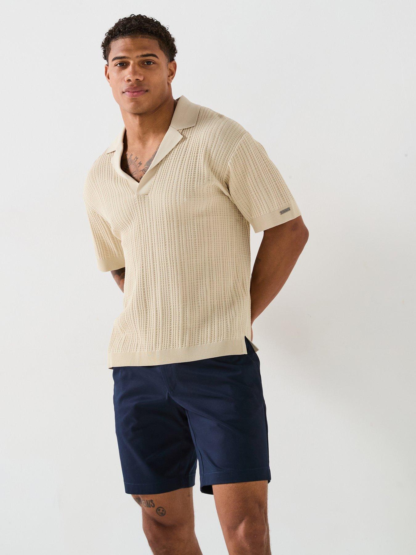 Calvin Klein Open Knit Polo Shirt - Cream