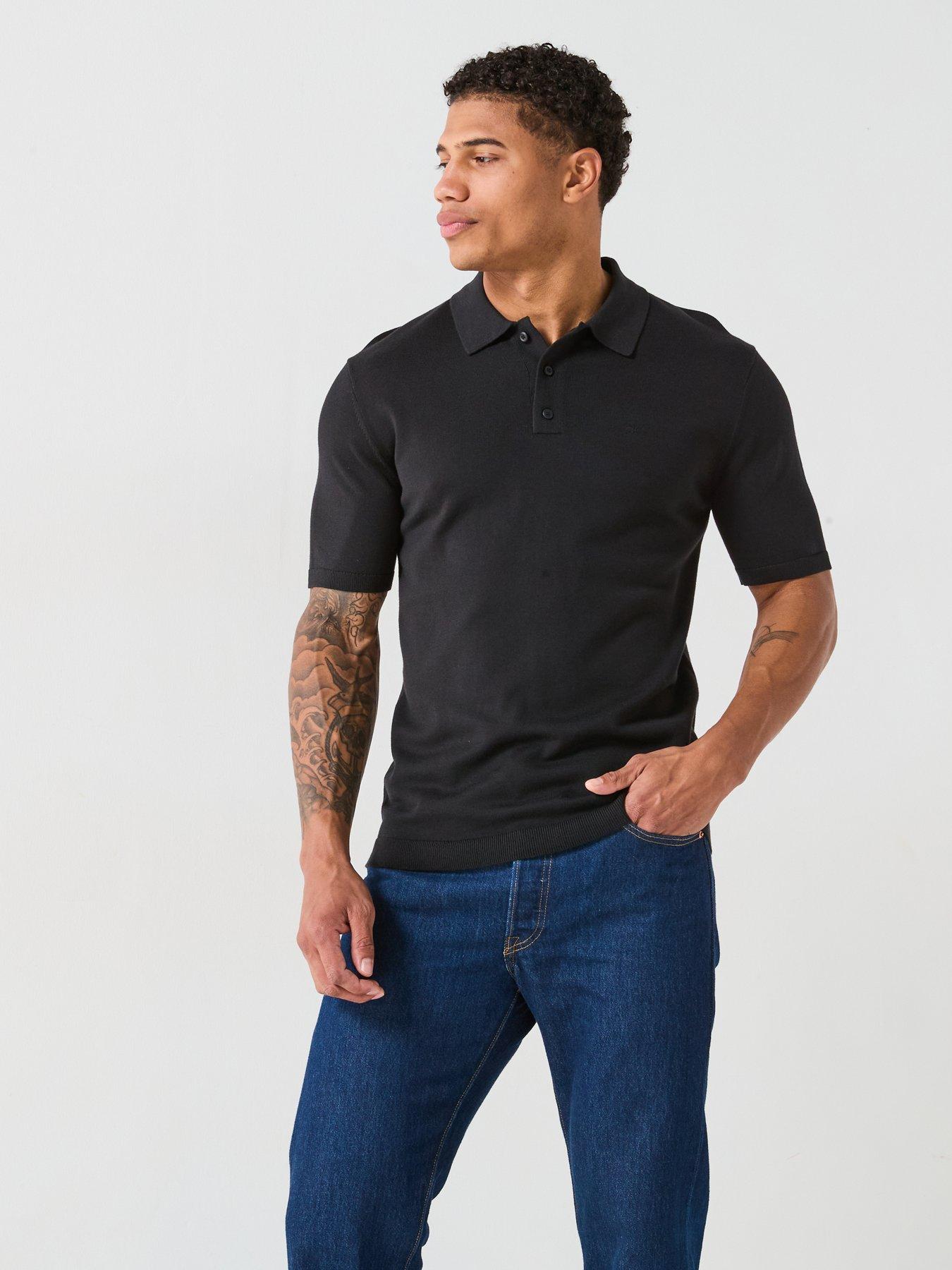 Image 6 of 6 of Calvin Klein Knitted Supima Cotton Polo Shirt - Black