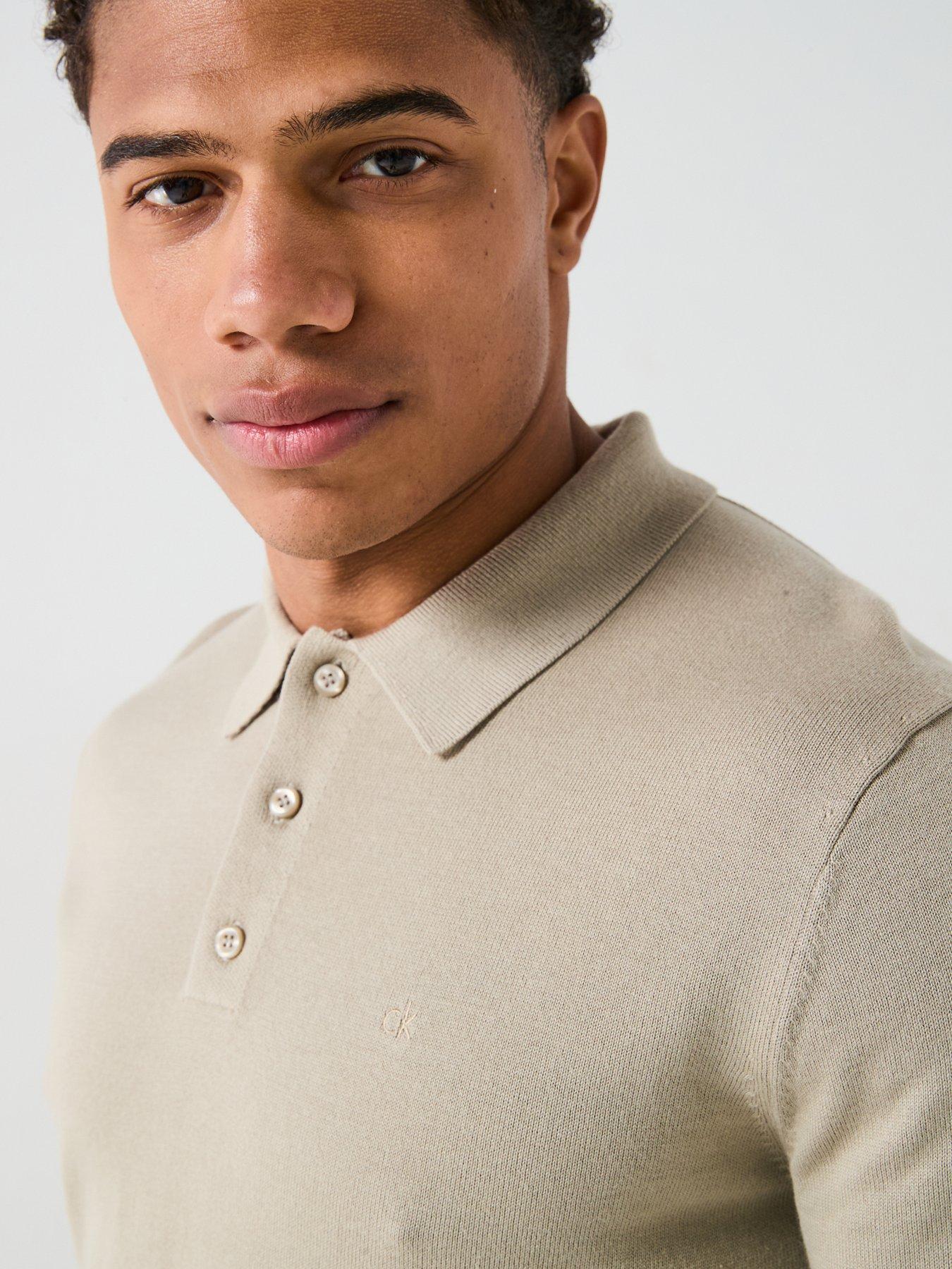 Image 4 of 6 of Calvin Klein Knitted Supima Cotton Polo Shirt - Cream