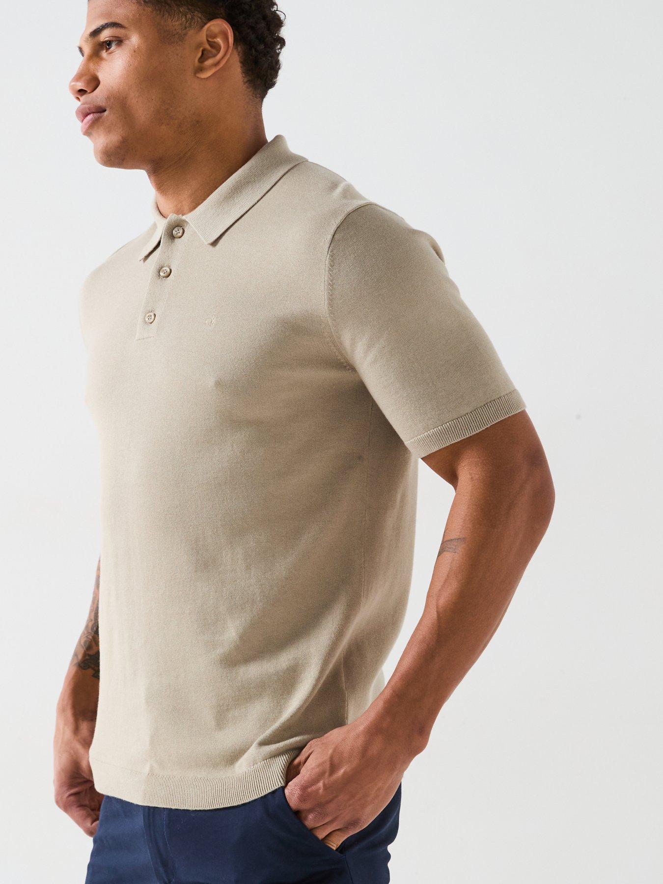 Image 5 of 6 of Calvin Klein Knitted Supima Cotton Polo Shirt - Cream