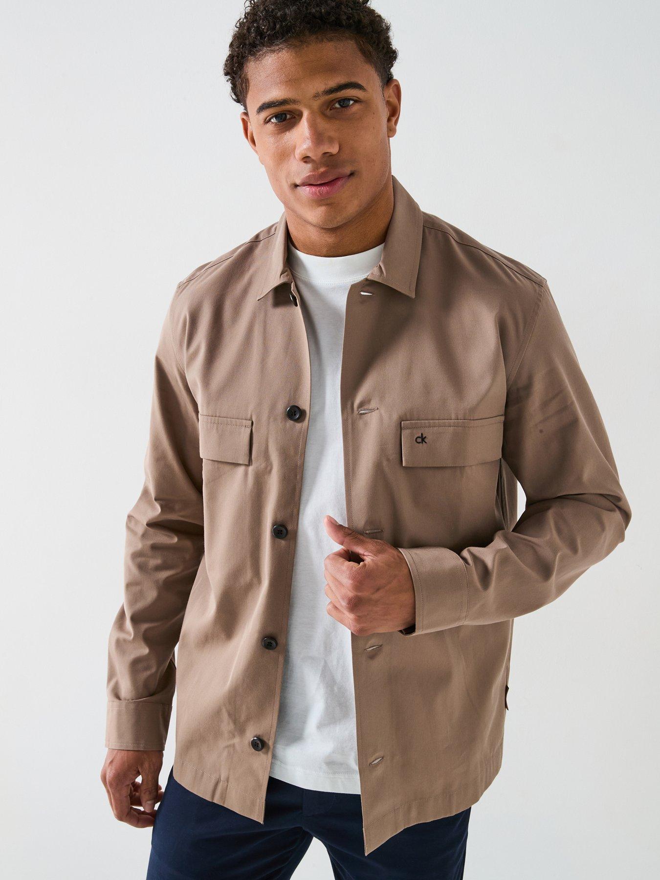 undefined Calvin Klein Cottom Blend Logo Overshirt - Light Brown