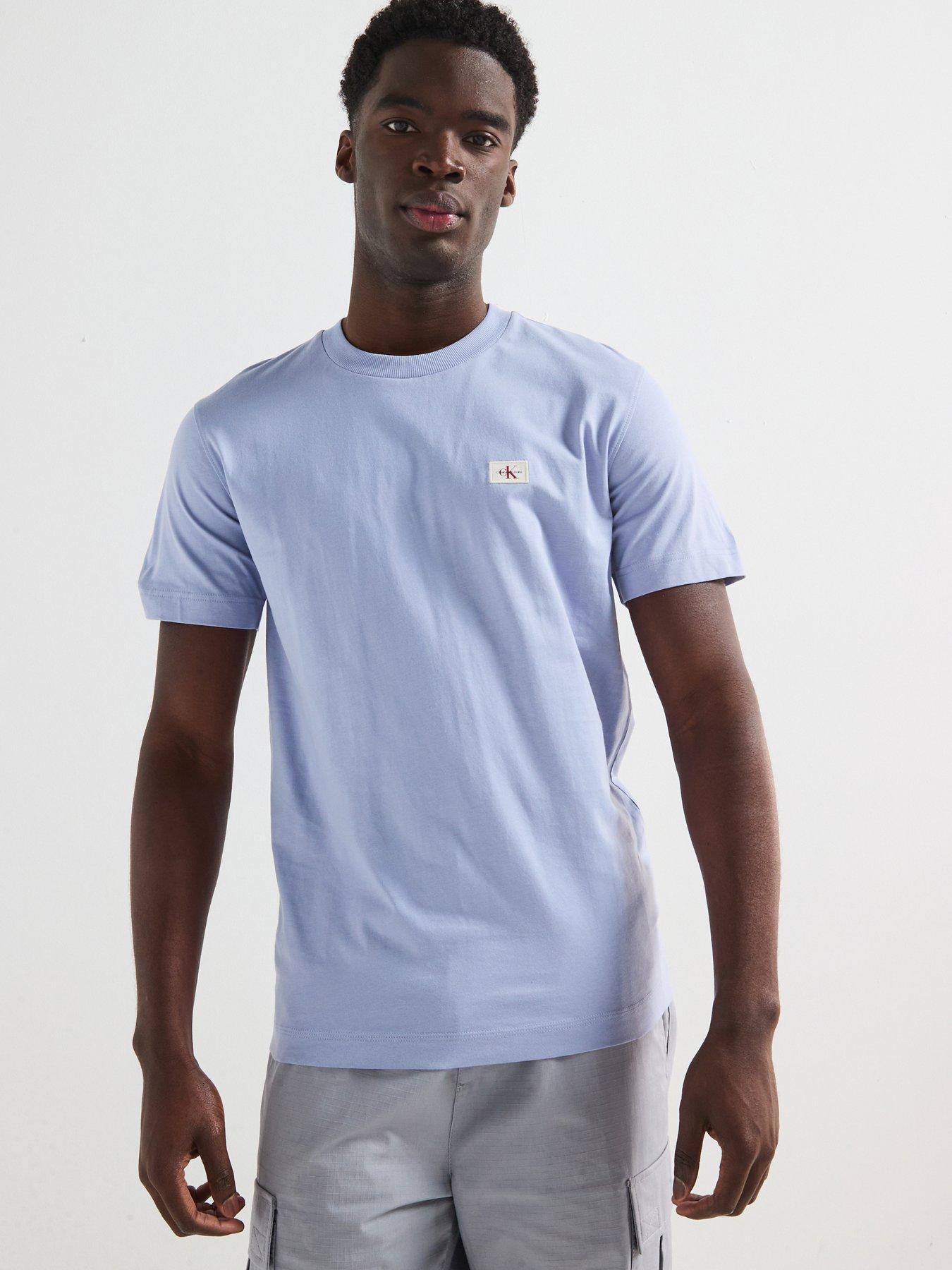 Image of Calvin Klein Jeans Left Chest Woven Patch Regular T-Shirt - Light Blue