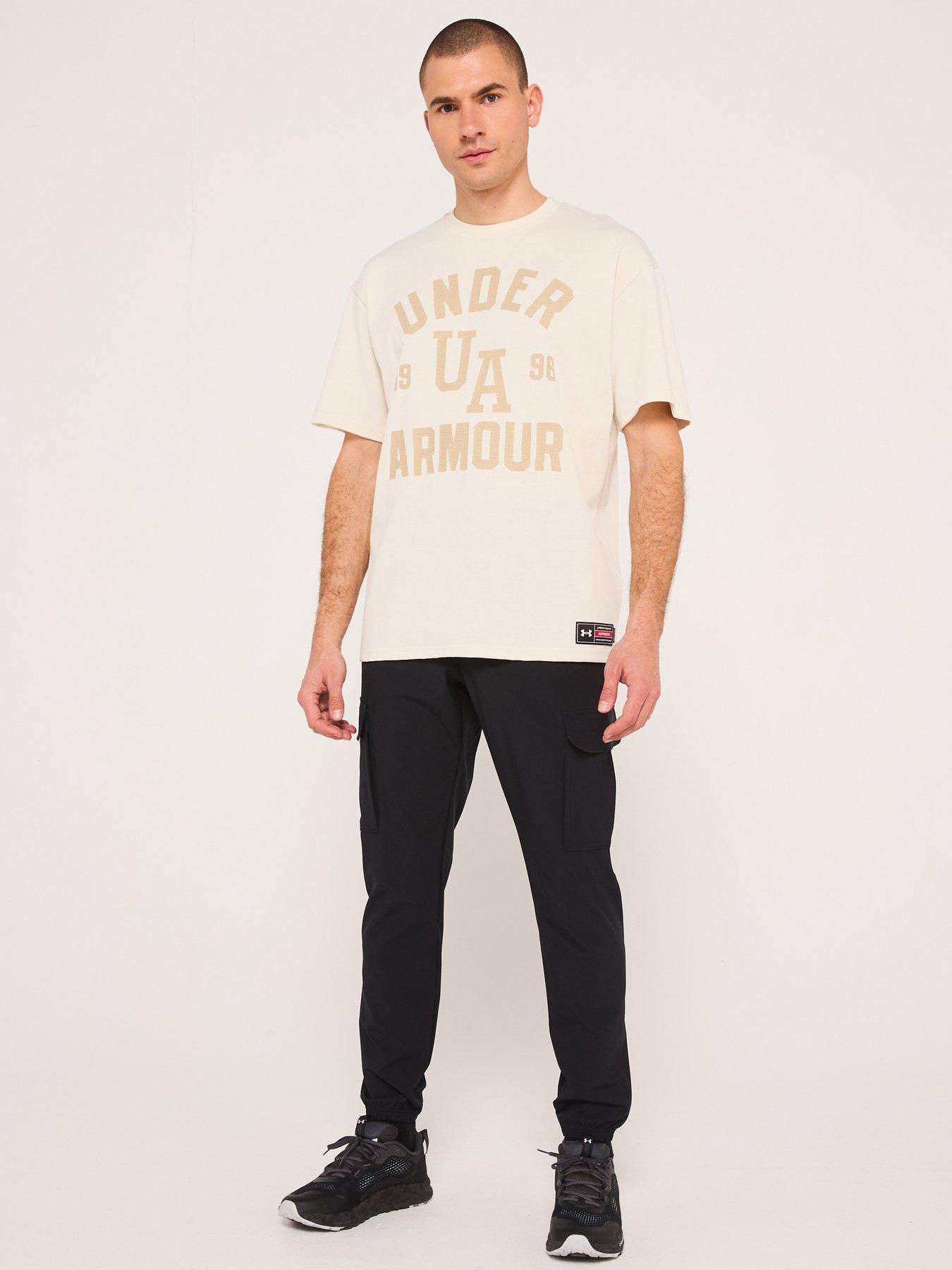 Image 3 of 5 of UNDER ARMOUR Mens Training Heavyweight Varsity Oversized T-Shirt - Beige