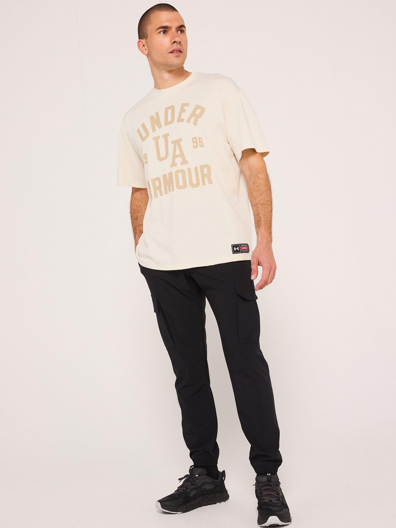 Image 5 of 5 of UNDER ARMOUR Mens Training Heavyweight Varsity Oversized T-Shirt - Beige