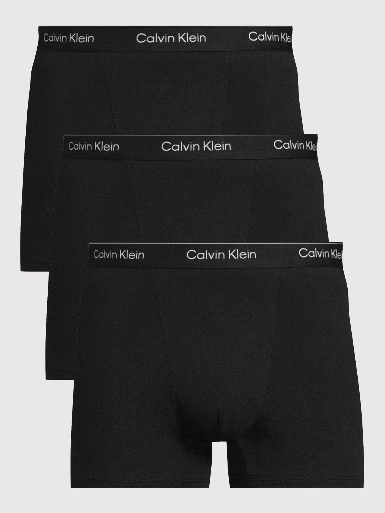 Image 1 of 3 of Calvin Klein Mens ICON Cotton Stretch 3 Pack Relaxed Trunks - Black