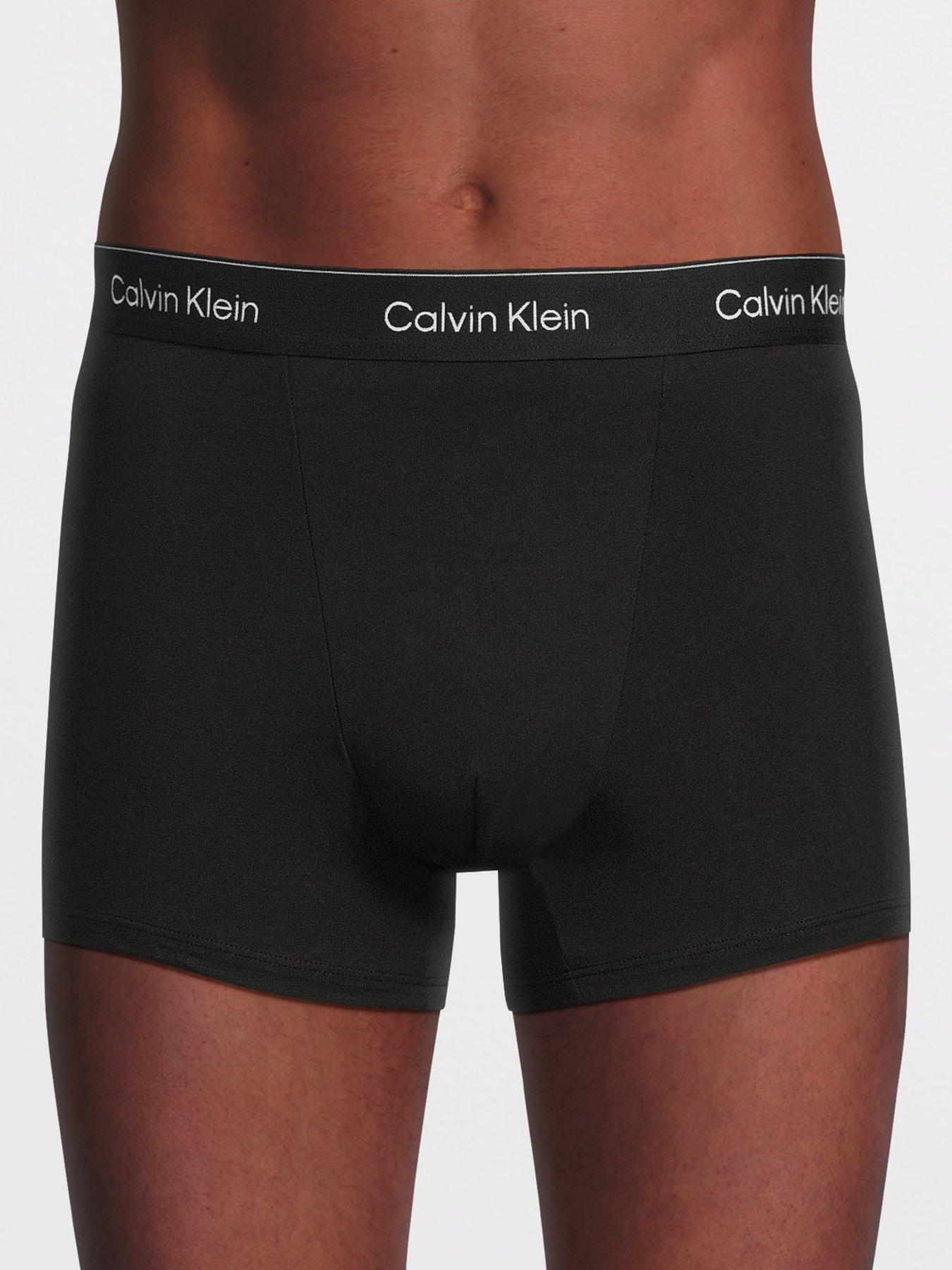Image 2 of 3 of Calvin Klein Mens ICON Cotton Stretch 3 Pack Relaxed Trunks - Black