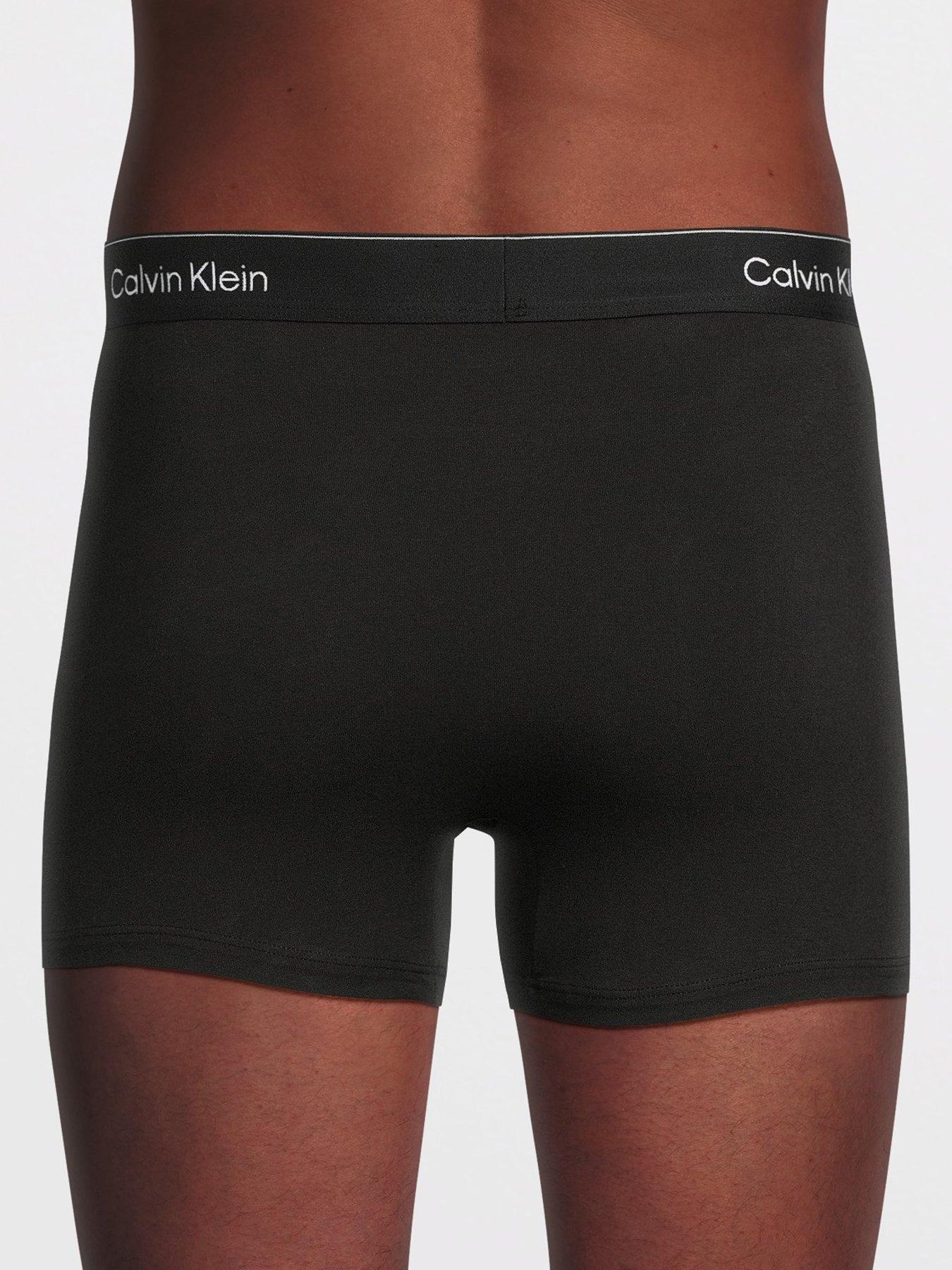 Image 3 of 3 of Calvin Klein Mens ICON Cotton Stretch 3 Pack Relaxed Trunks - Black