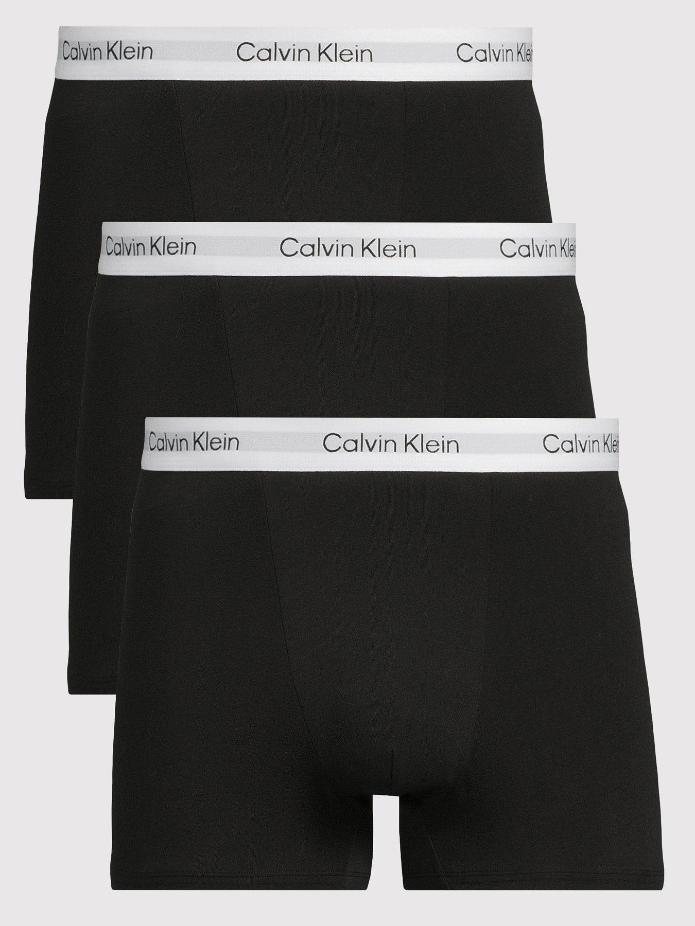 Image 1 of 3 of Calvin Klein ICON Cotton Stretch 3 Pack Relaxed Trunks - Black (White Band)