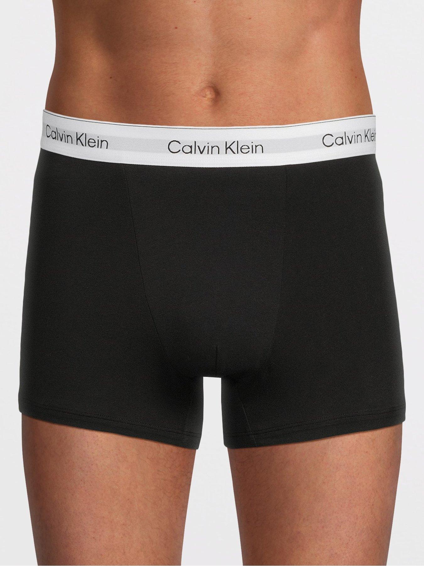 Image 2 of 3 of Calvin Klein ICON Cotton Stretch 3 Pack Relaxed Trunks - Black (White Band)