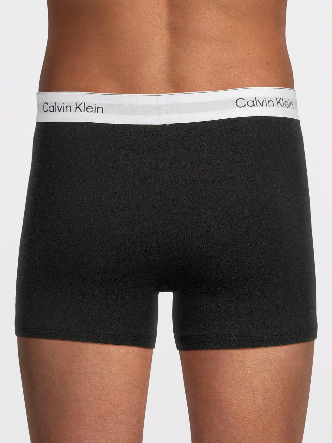 Image 3 of 3 of Calvin Klein ICON Cotton Stretch 3 Pack Relaxed Trunks - Black (White Band)