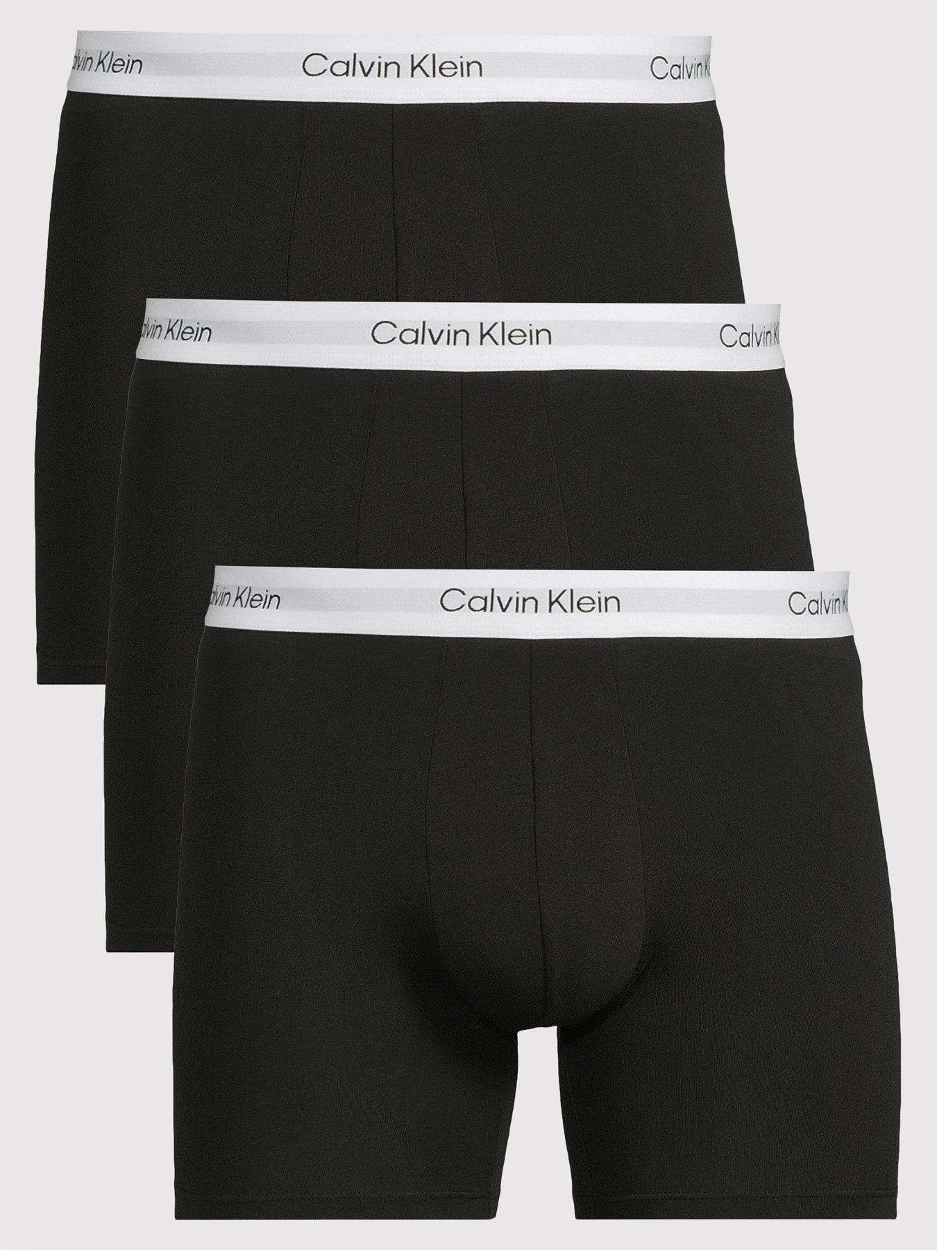 Image 1 of 3 of Calvin Klein ICON Cotton Stretch 3 Pack Boxer Briefs - Black (White Band)