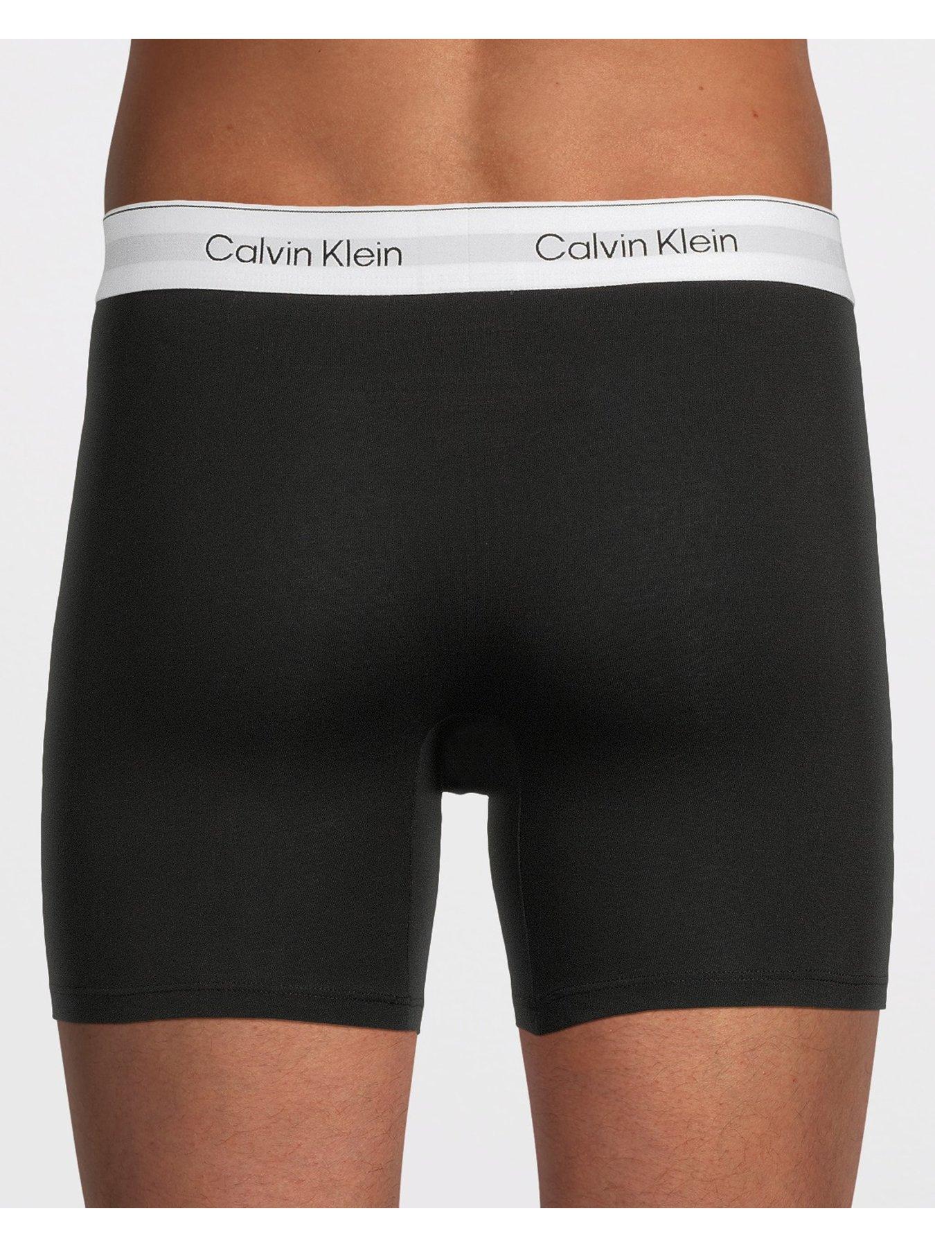 Image 3 of 3 of Calvin Klein ICON Cotton Stretch 3 Pack Boxer Briefs - Black (White Band)