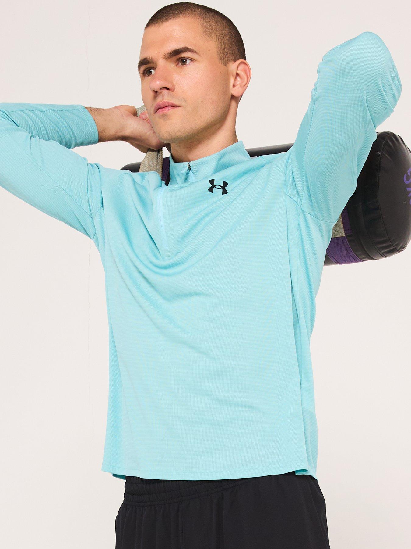 under-armour-mens-training-tech-textured-12-zip-top-blueoutfit